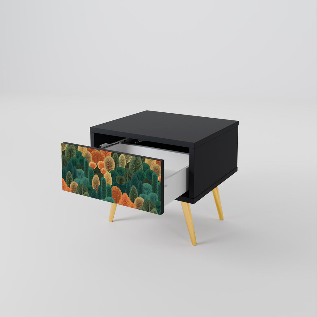 AUTUMN KALEIDOSCOPE Nightstand in Black Finish
