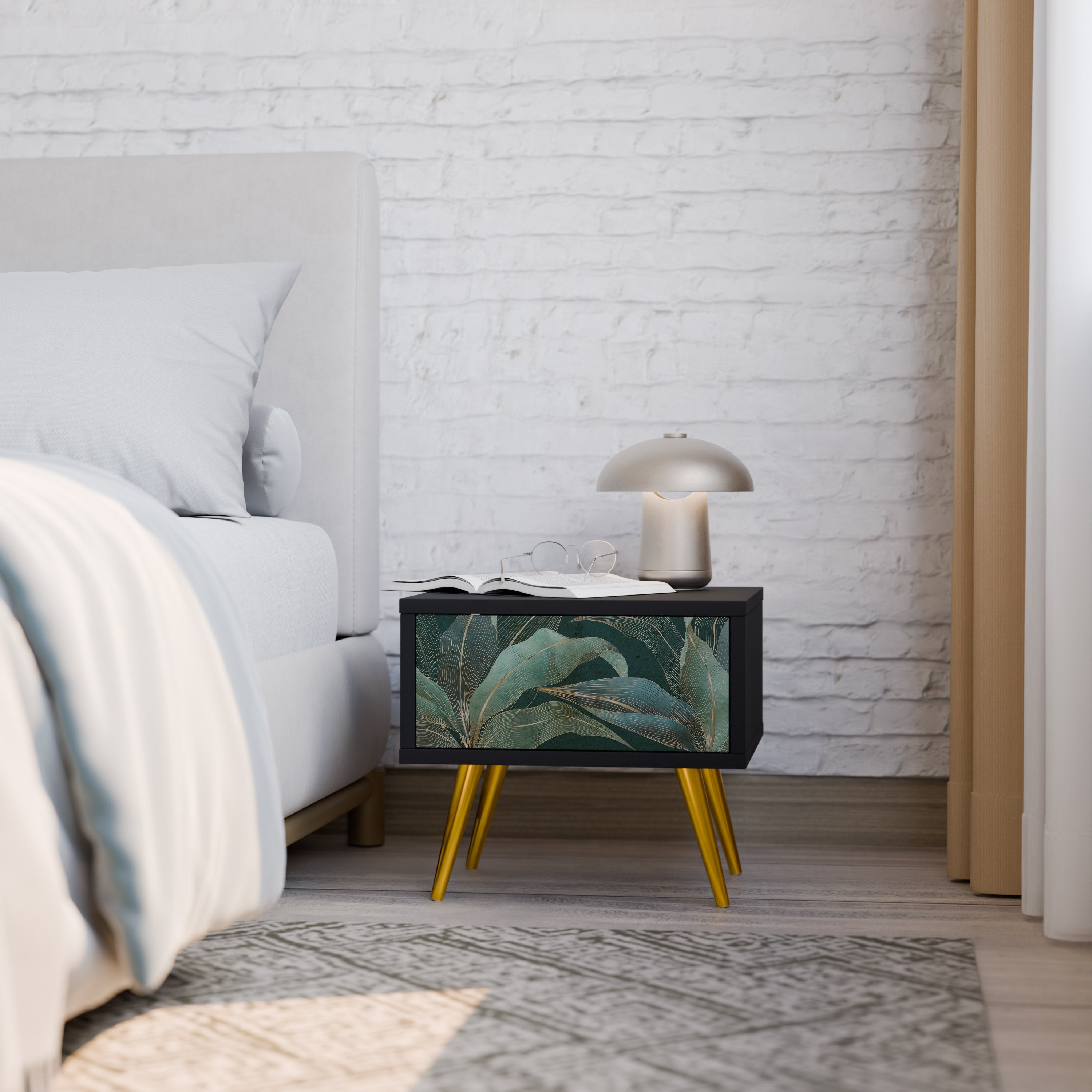 ROYAL GREEN Nightstand in Black Finish