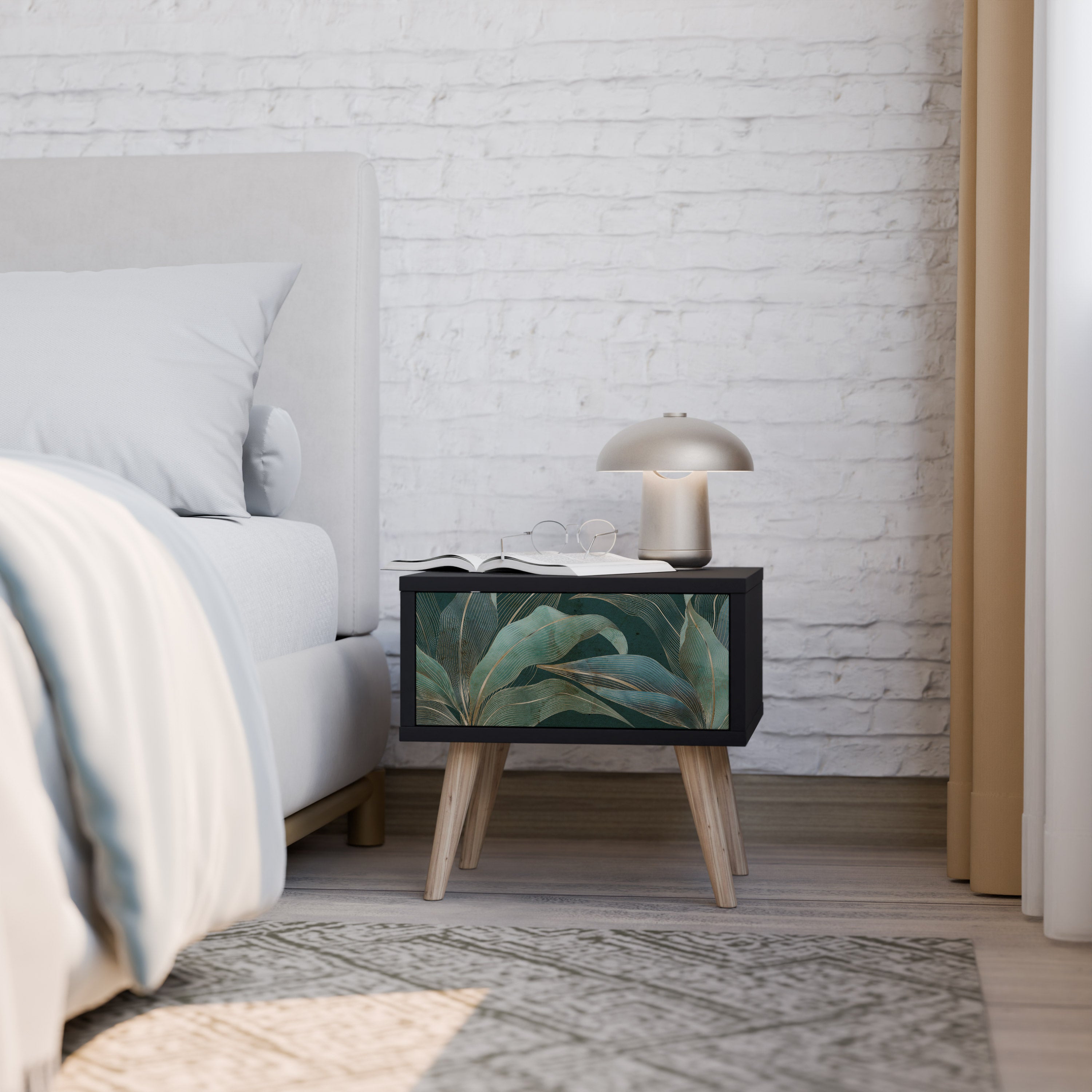 ROYAL GREEN Nightstand in Black Finish