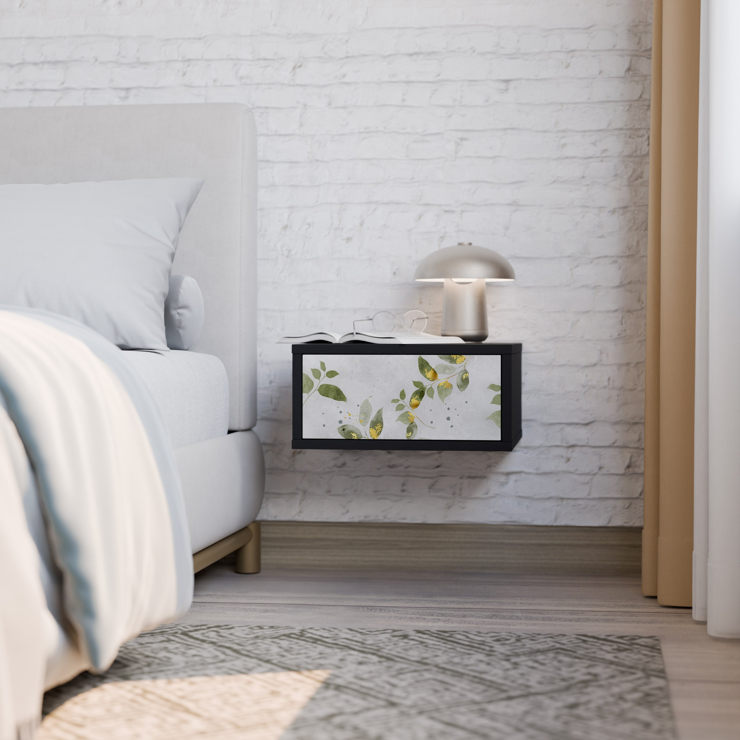 ELEGANT BOTANICS Nightstand in Black Finish