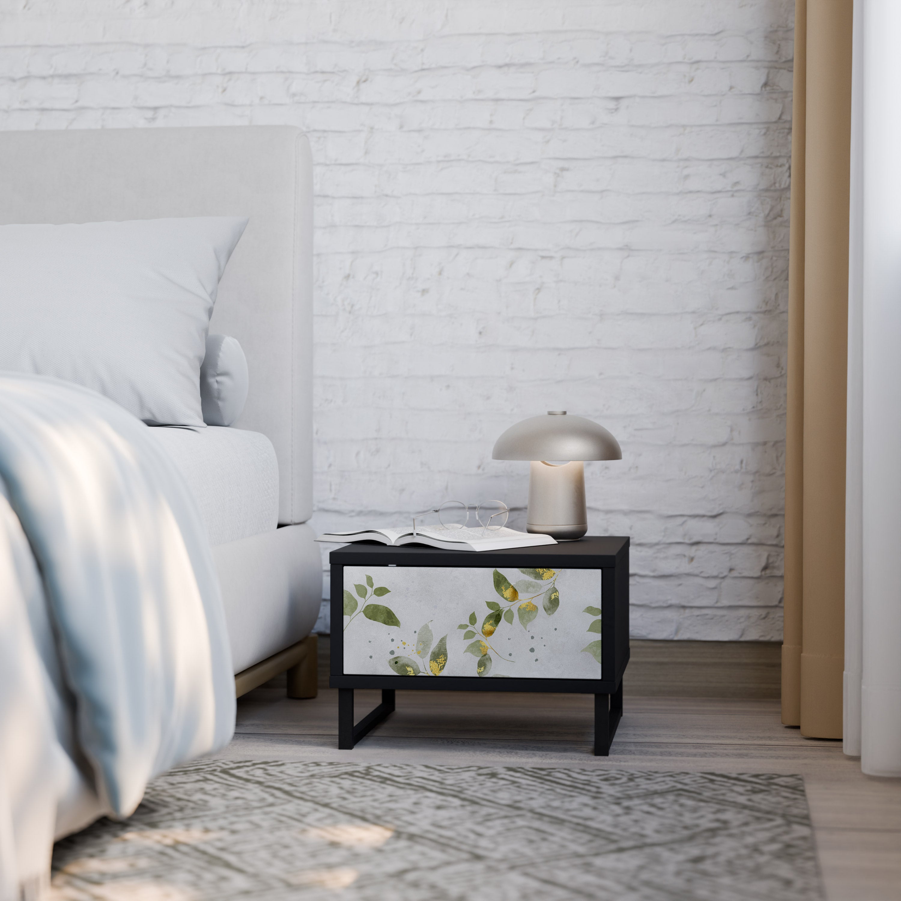ELEGANT BOTANICS Nightstand in Black Finish
