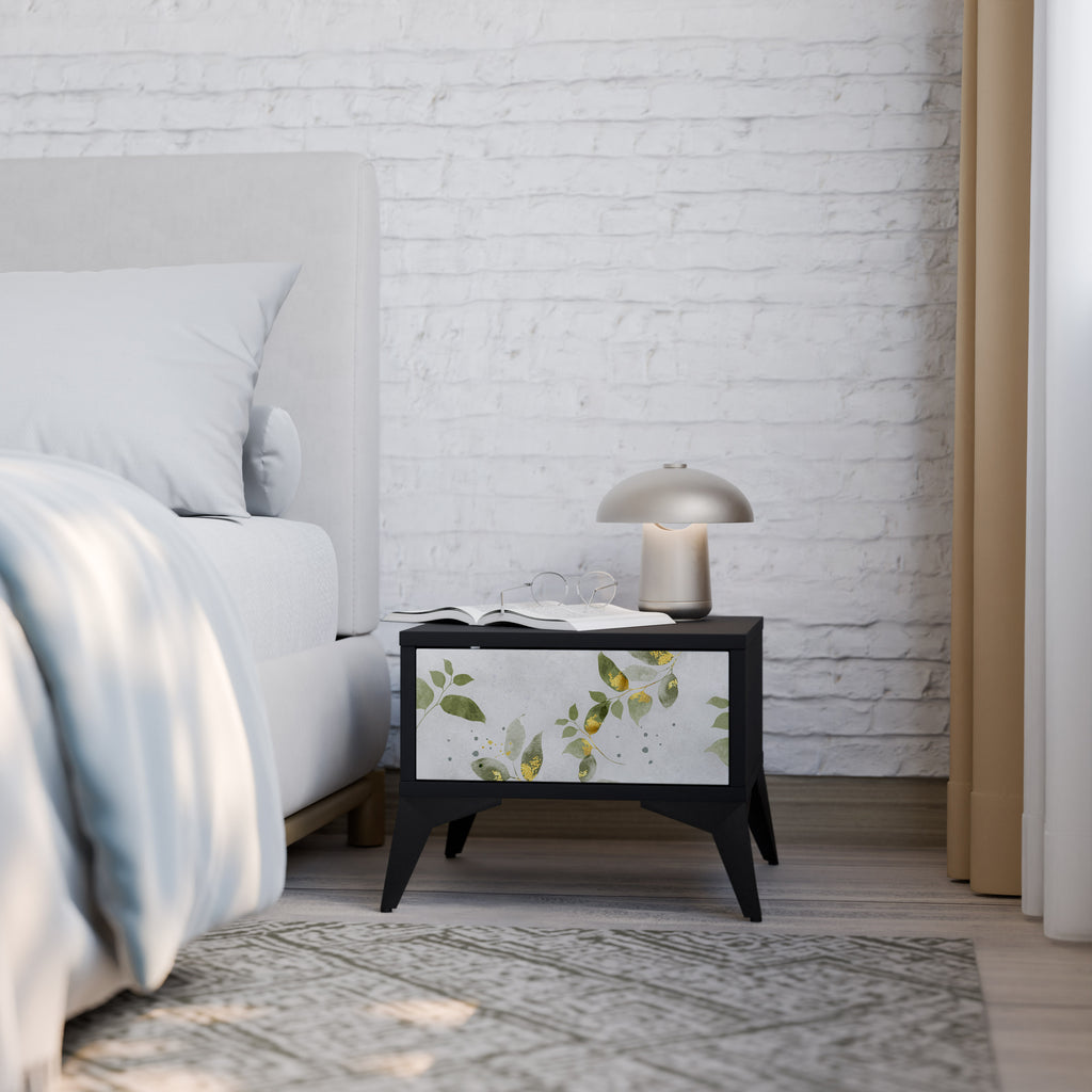 ELEGANT BOTANICS Nightstand in Black Finish