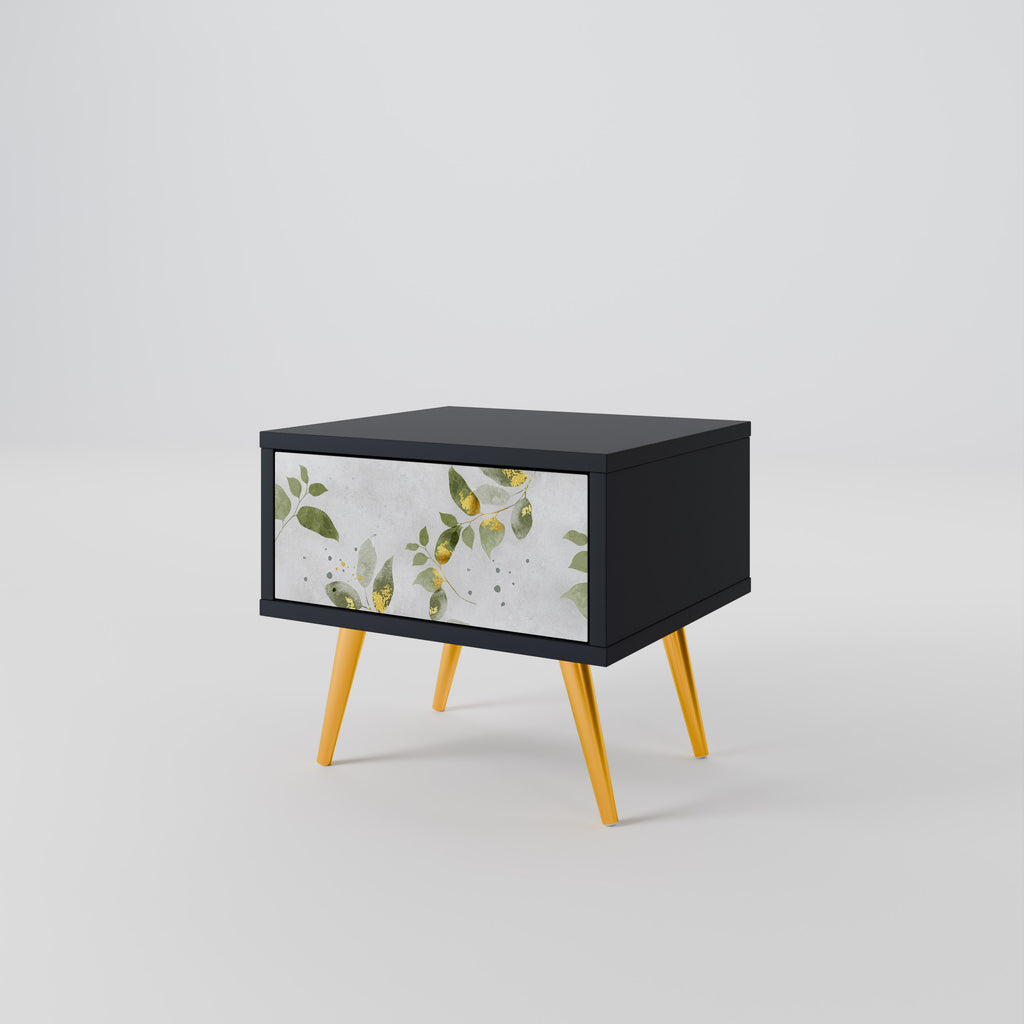 ELEGANT BOTANICS Nightstand in Black Finish
