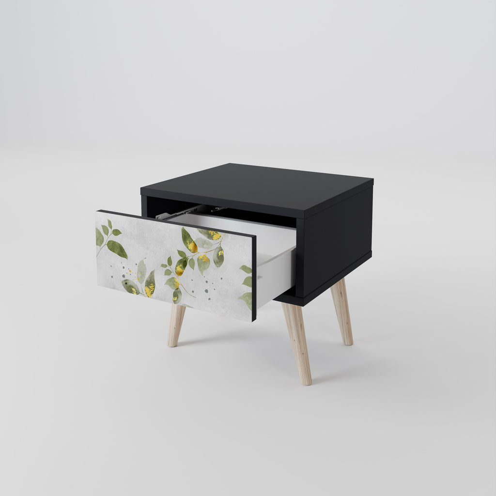 ELEGANT BOTANICS Nightstand in Black Finish