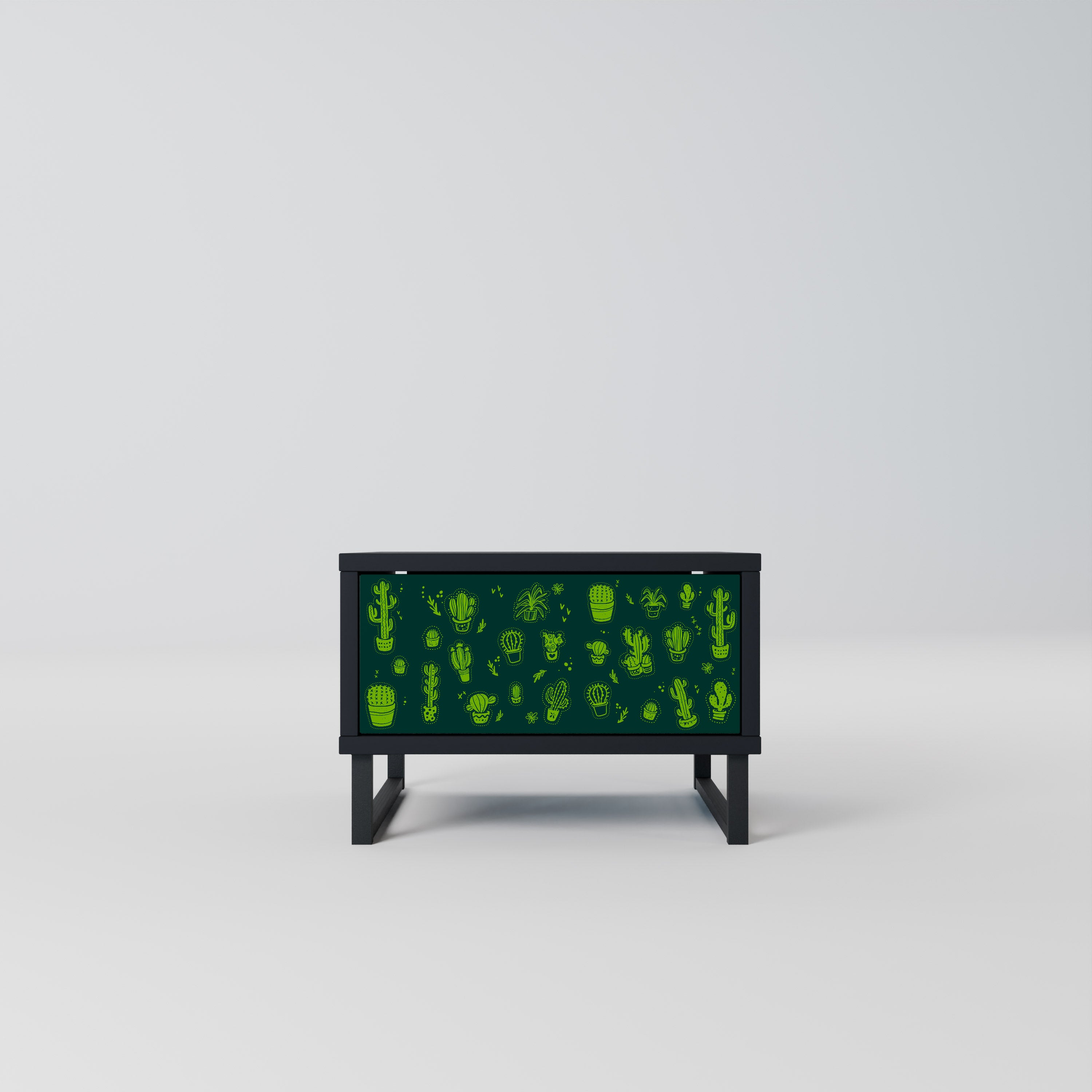 DESERT GREEN Nightstand in Black Finish