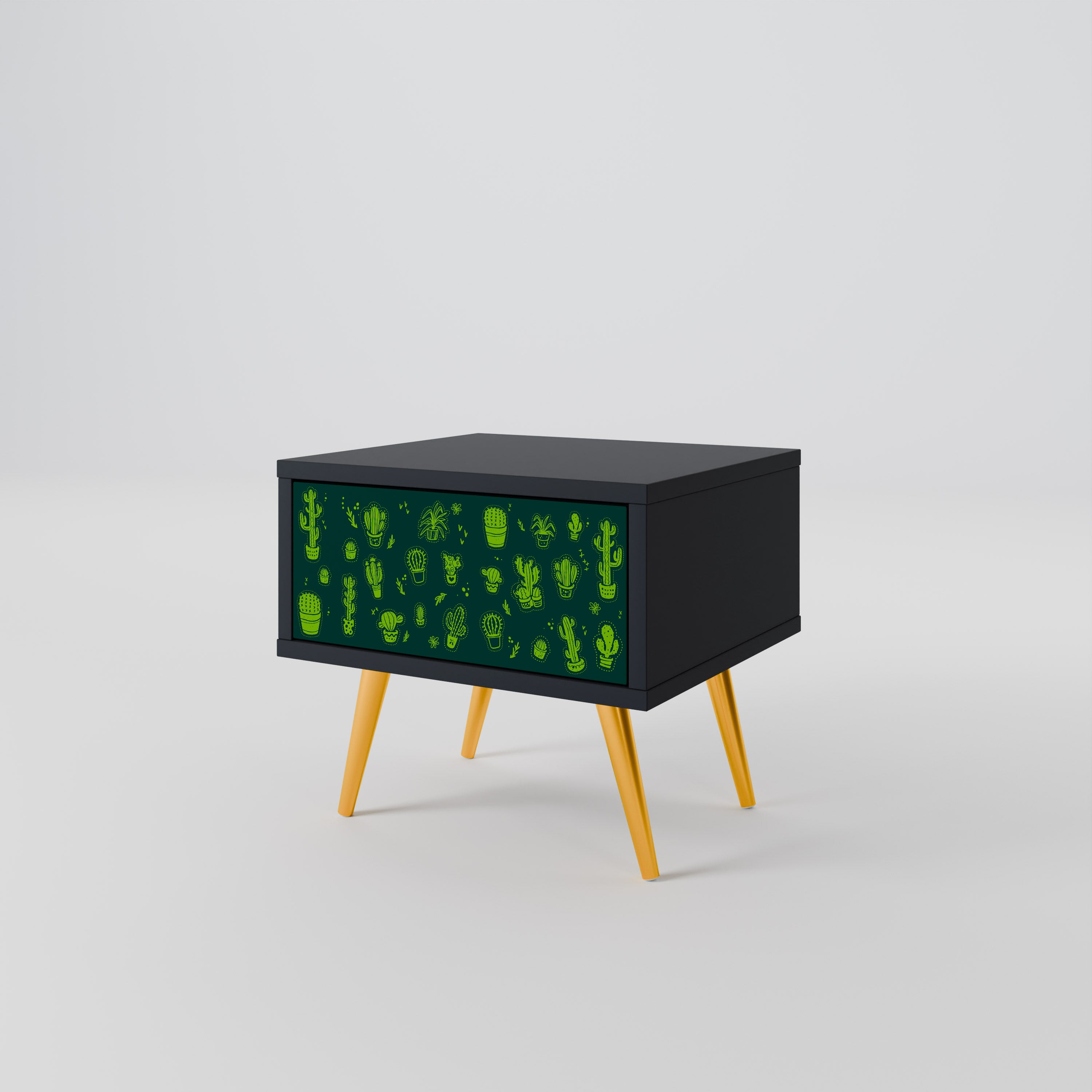 DESERT GREEN Nightstand in Black Finish