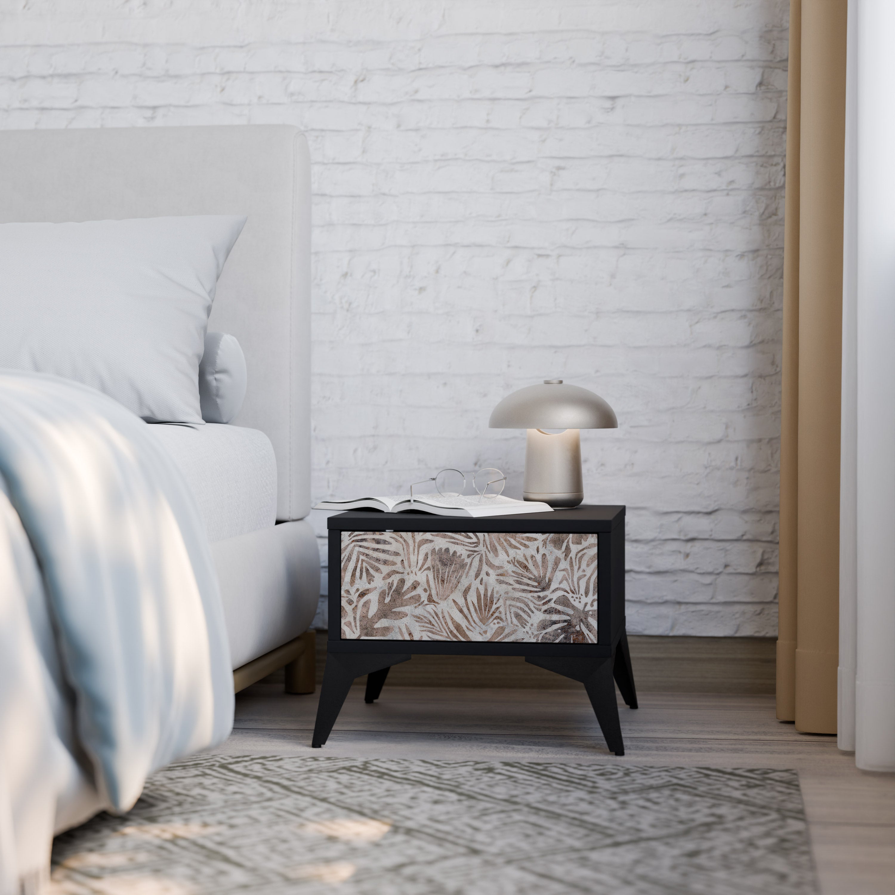 PASSING TIME Nightstand in Black Finish