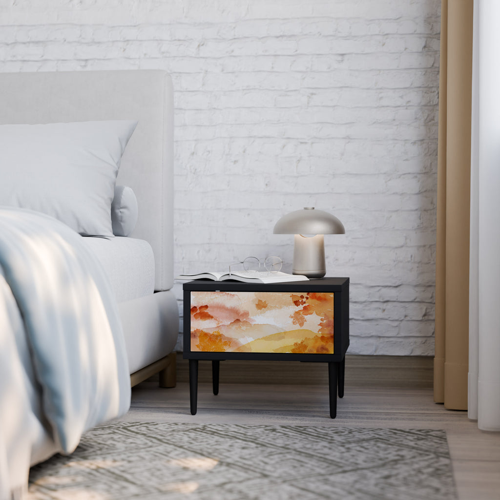 TRACES OF AUTUMN Nightstand in Black Finish