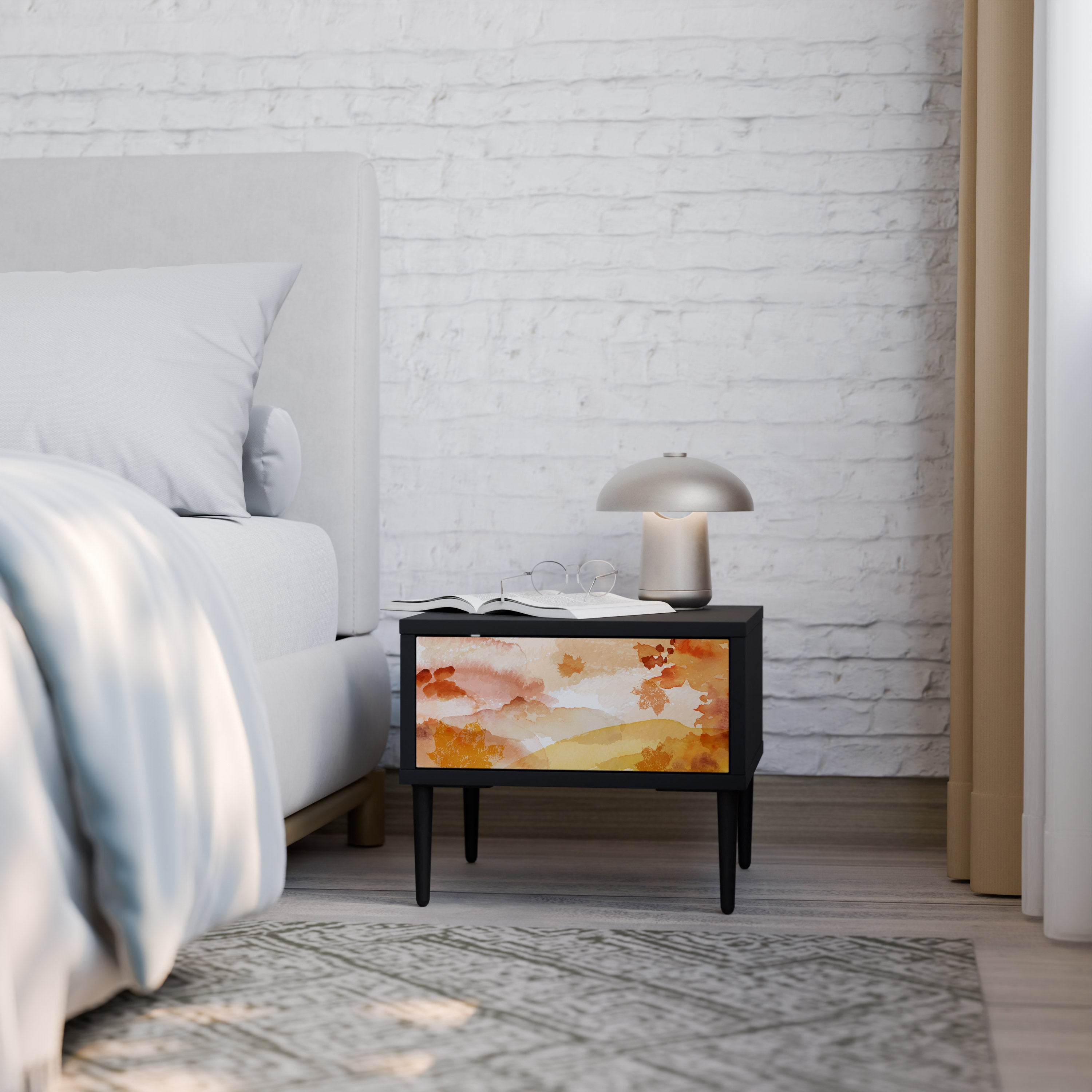 TRACES OF AUTUMN Nightstand in Black Finish