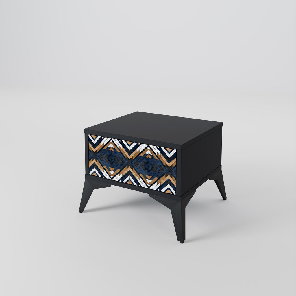 ARTFUL GEOMETRY Nightstand in Black Finish