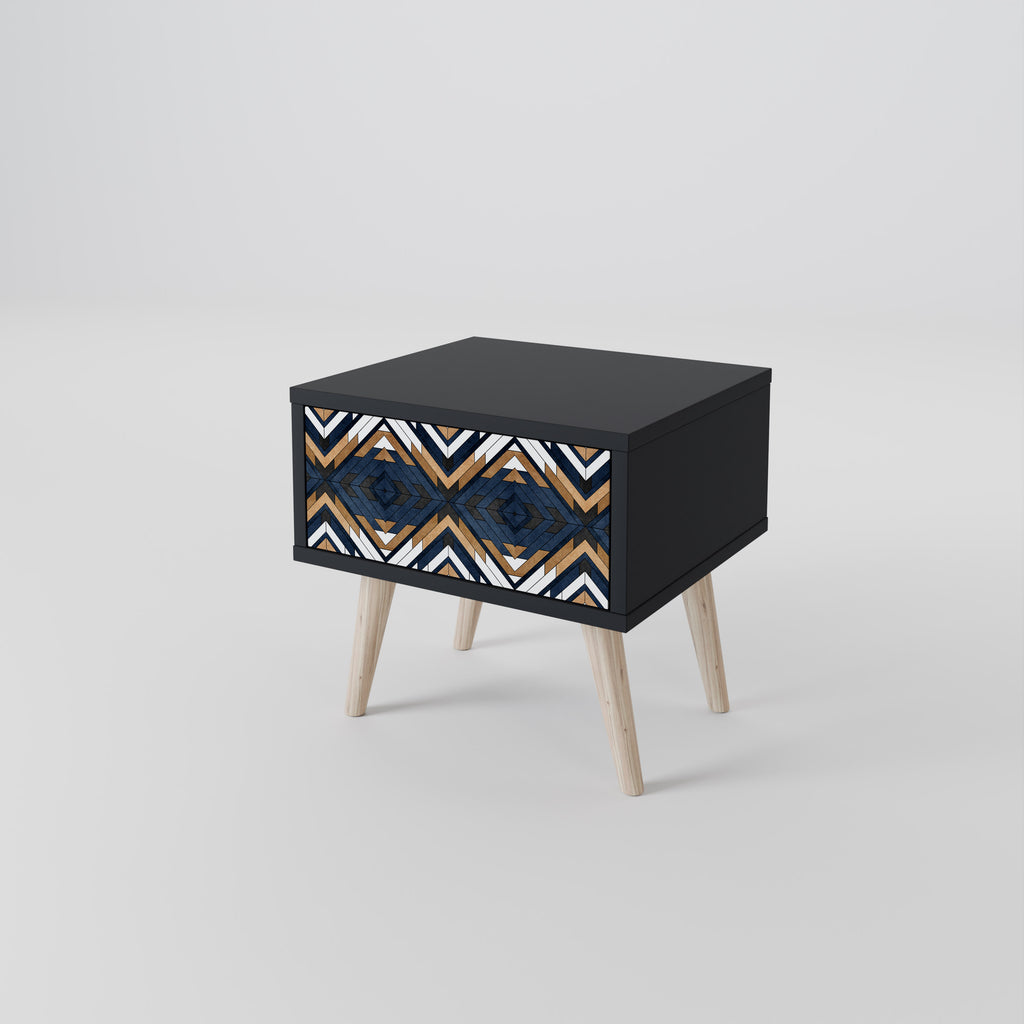 ARTFUL GEOMETRY Nightstand in Black Finish