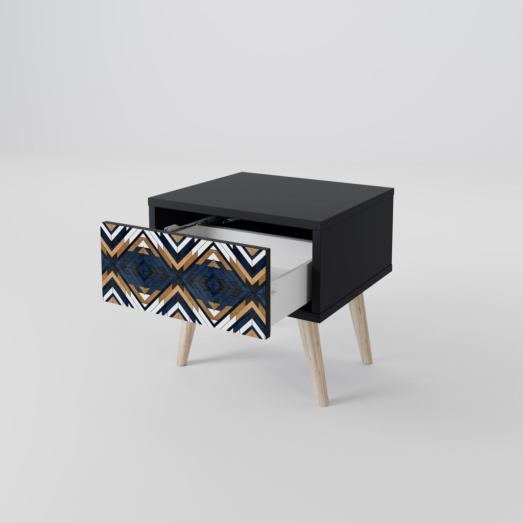 ARTFUL GEOMETRY Nightstand in Black Finish