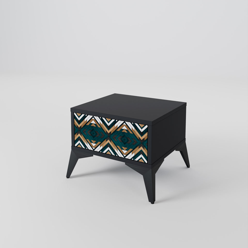 ARTISTIC GEOMETRY Nightstand in Black Finish