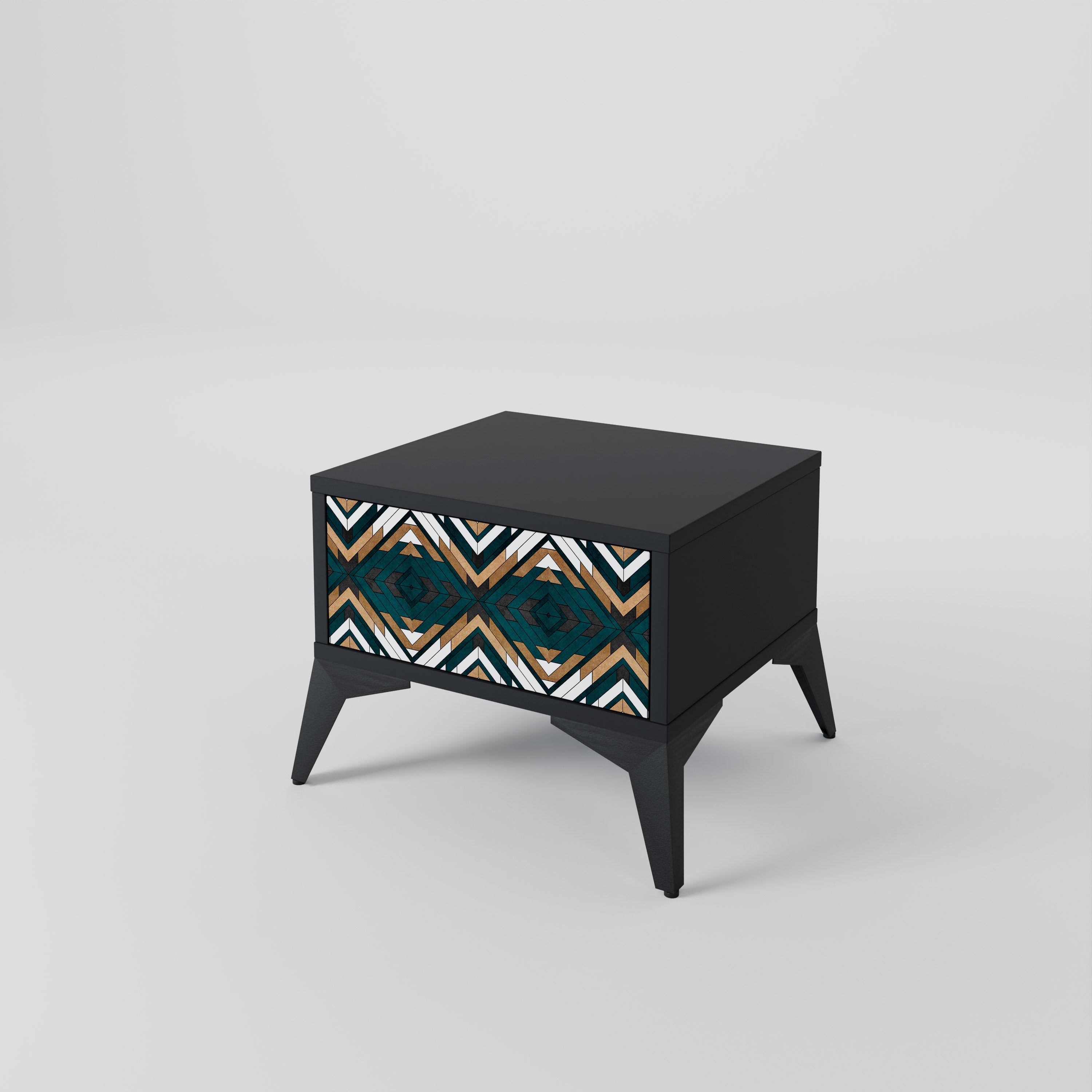 ARTISTIC GEOMETRY Nightstand in Black Finish