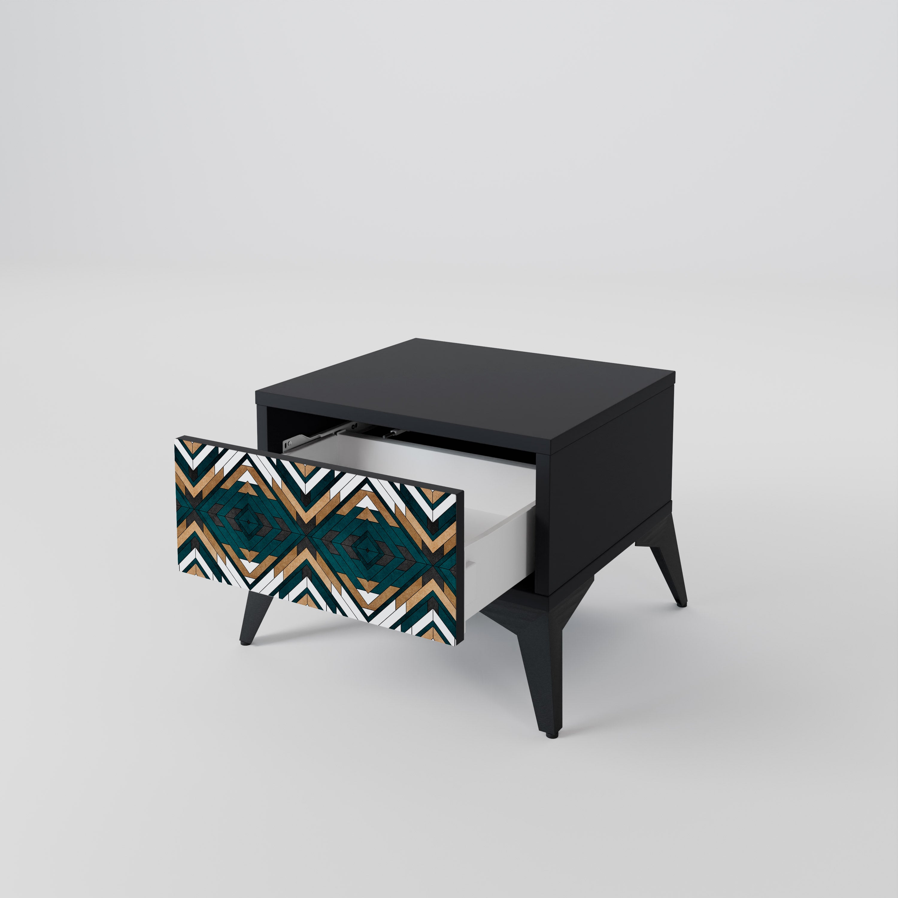 ARTISTIC GEOMETRY Nightstand in Black Finish
