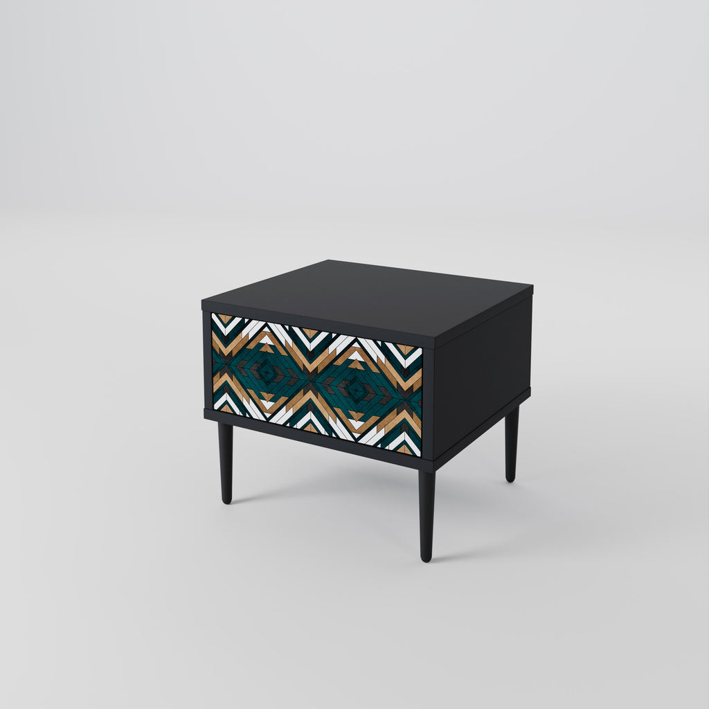 ARTISTIC GEOMETRY Nightstand in Black Finish