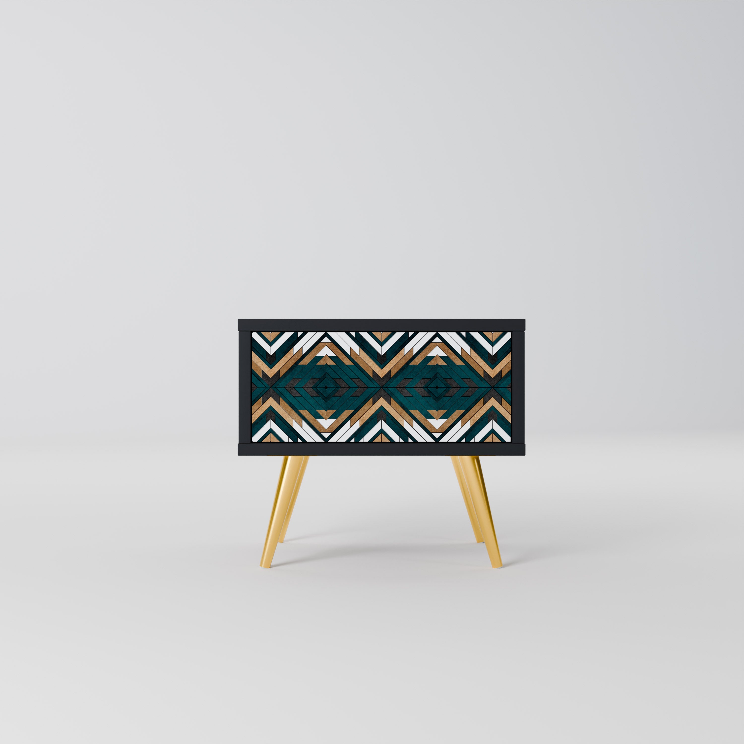ARTISTIC GEOMETRY Nightstand in Black Finish