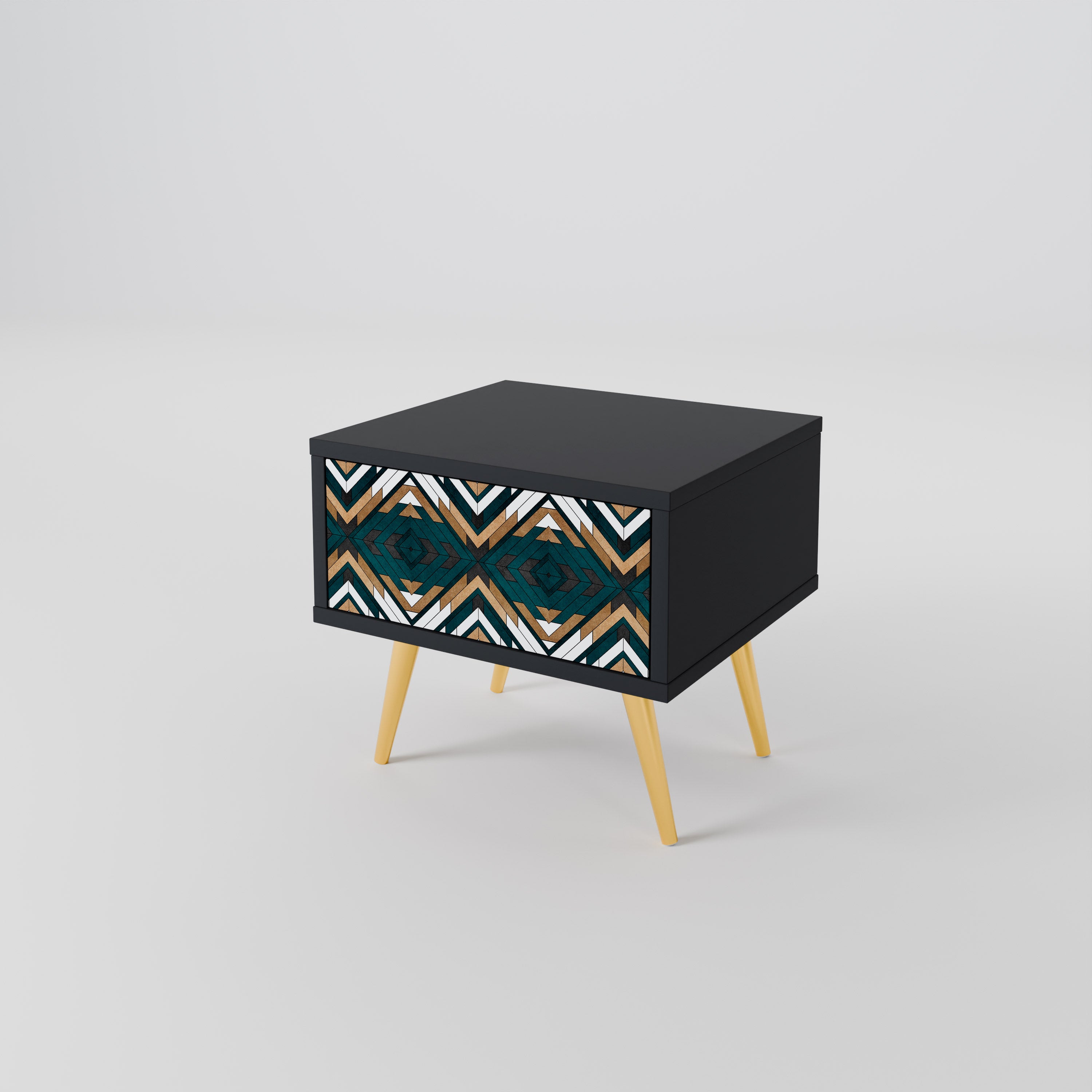 ARTISTIC GEOMETRY Nightstand in Black Finish