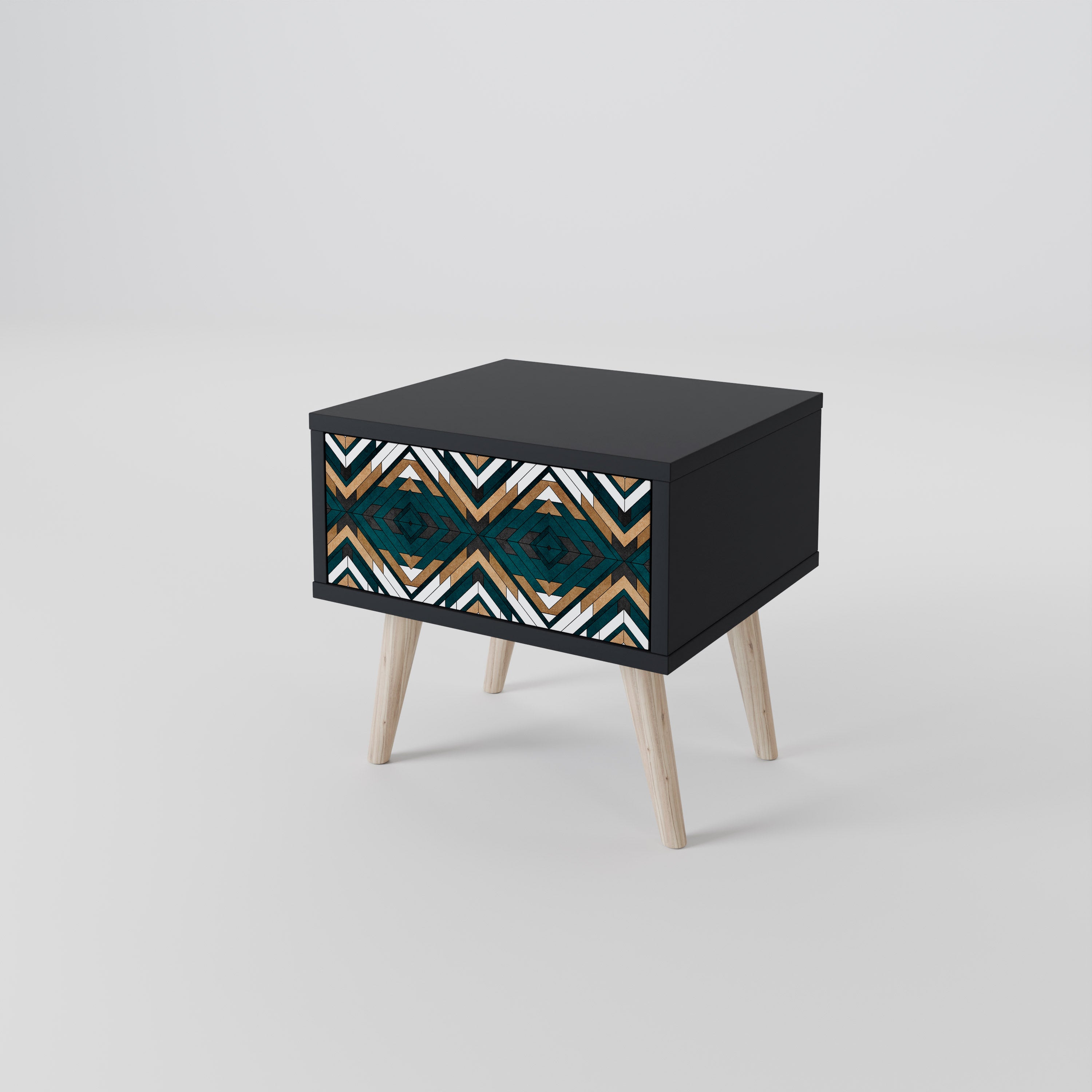 ARTISTIC GEOMETRY Nightstand in Black Finish