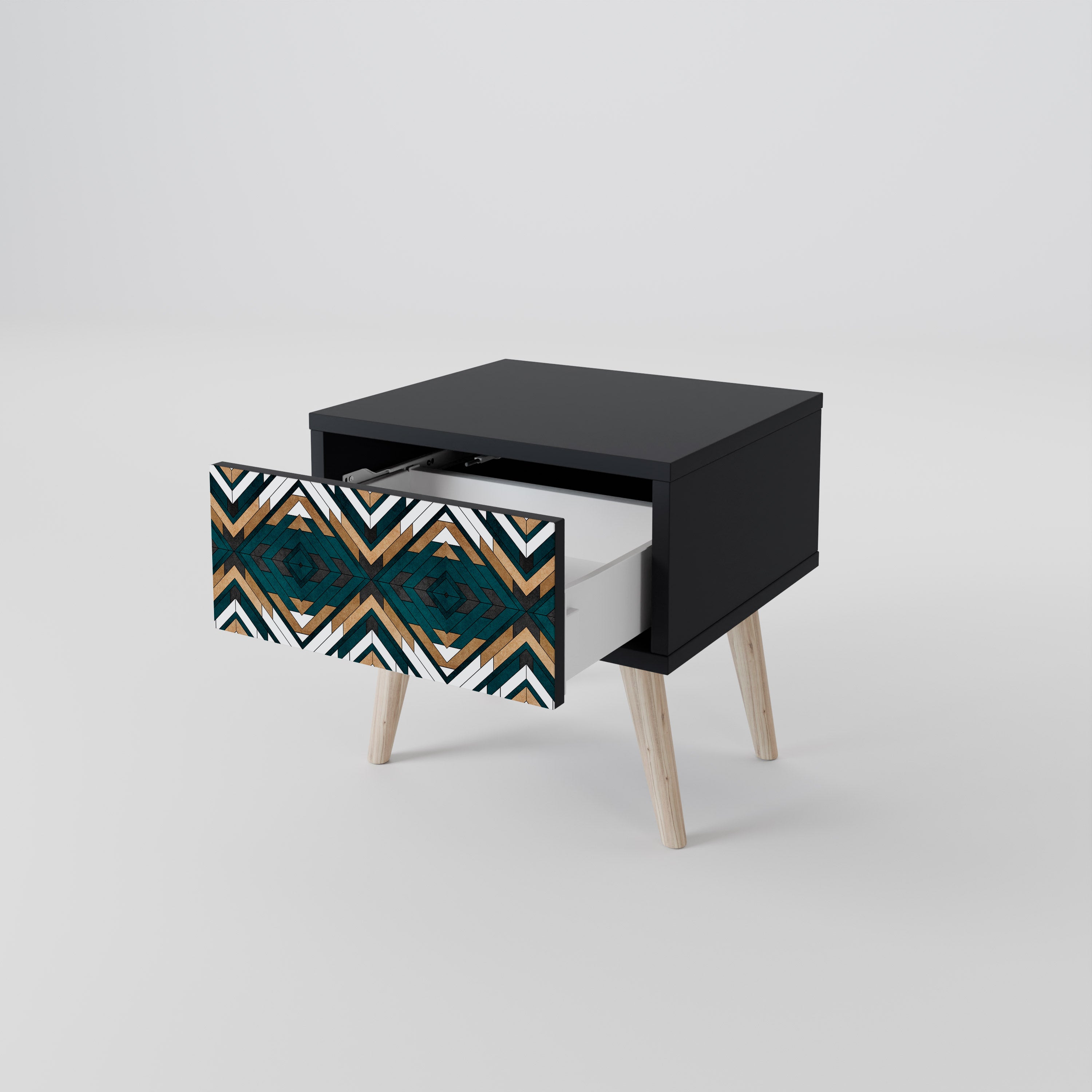 ARTISTIC GEOMETRY Nightstand in Black Finish