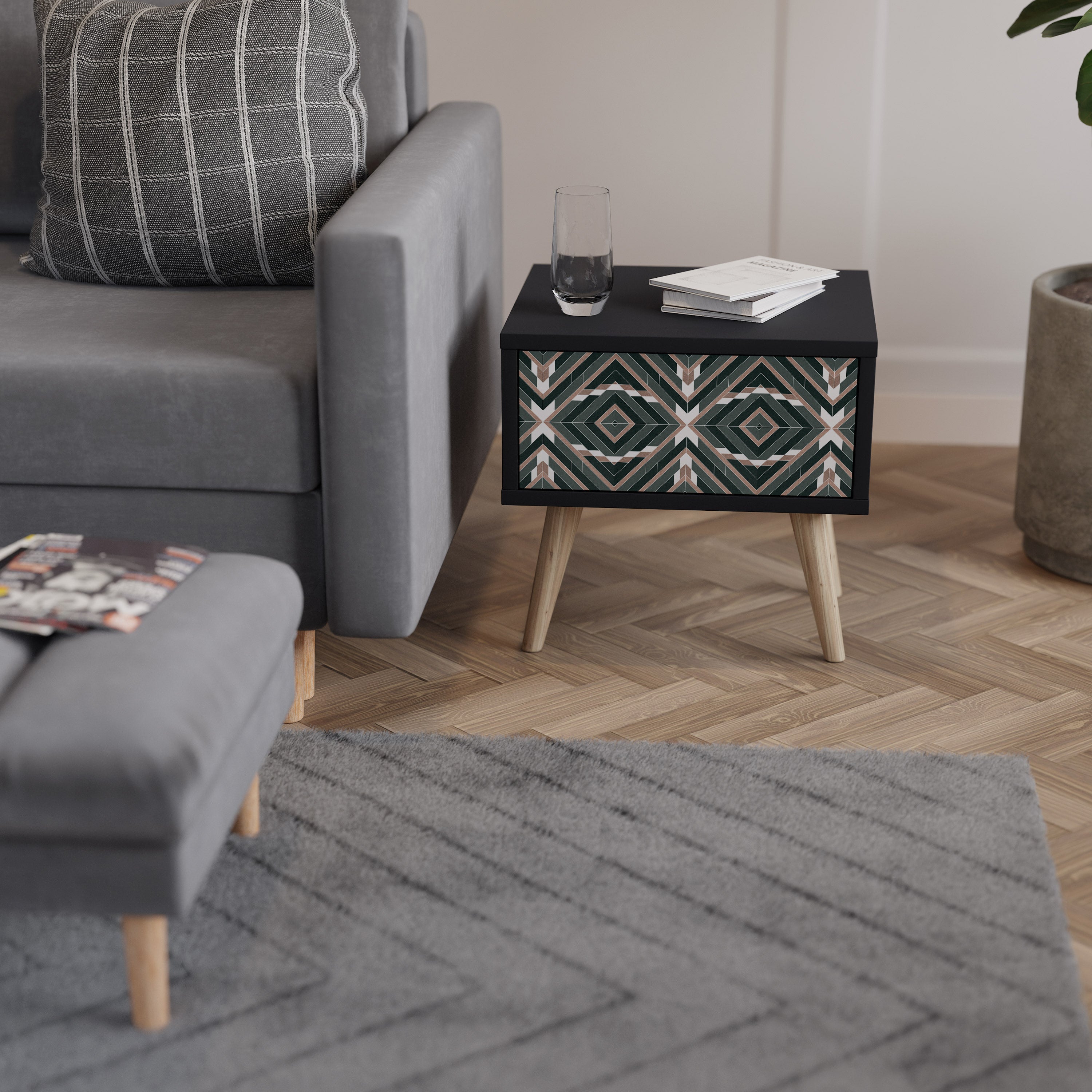 DIMENSION DELIGHTS Nightstand in Black Finish