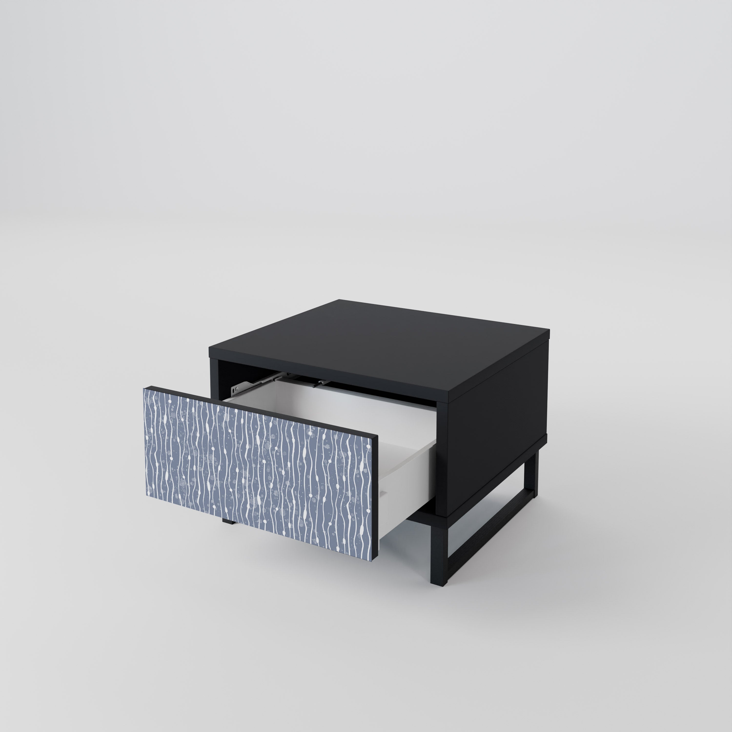 Mesita de noche GRAPHITE RAIN en acabado negro