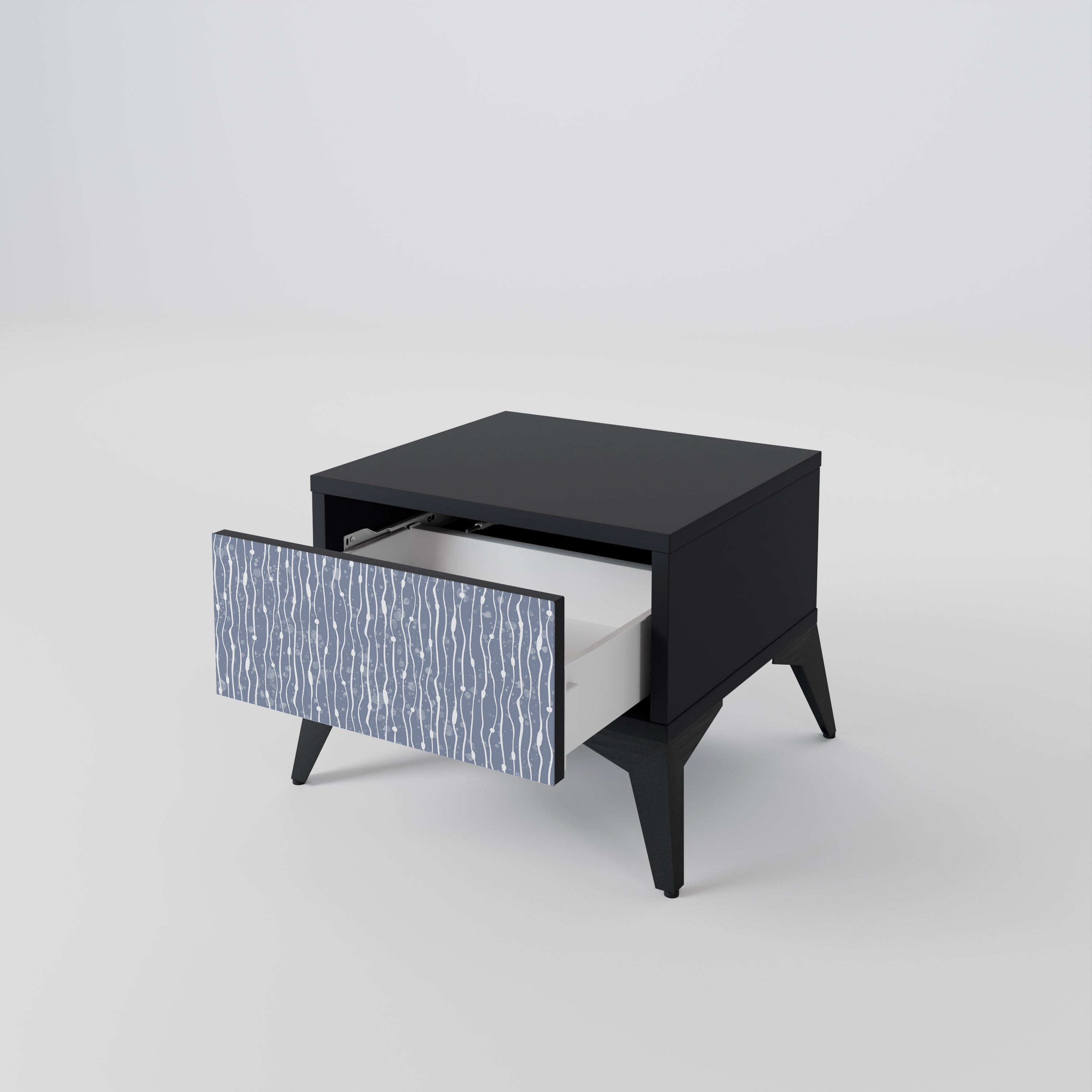 Mesita de noche GRAPHITE RAIN en acabado negro