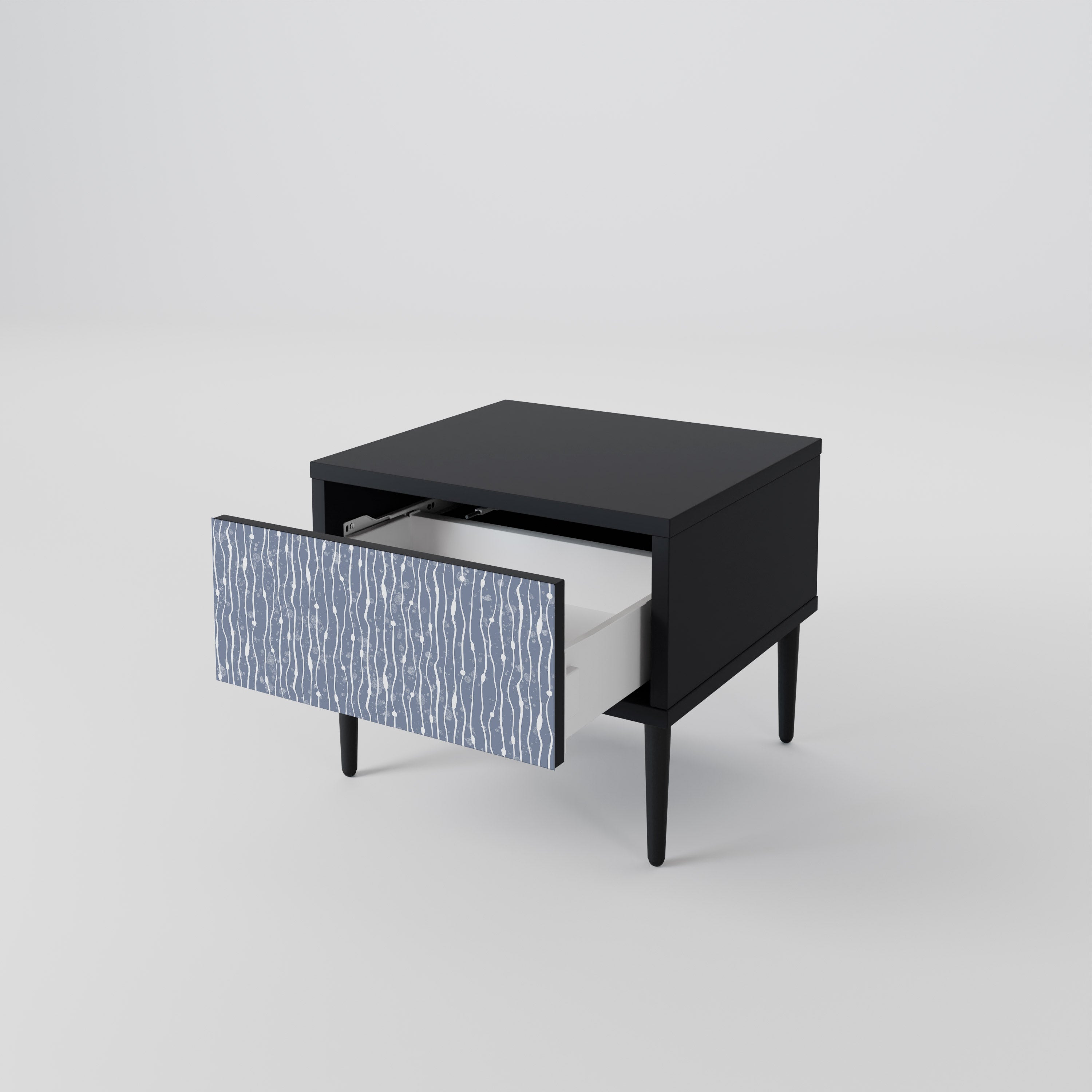 Mesita de noche GRAPHITE RAIN en acabado negro