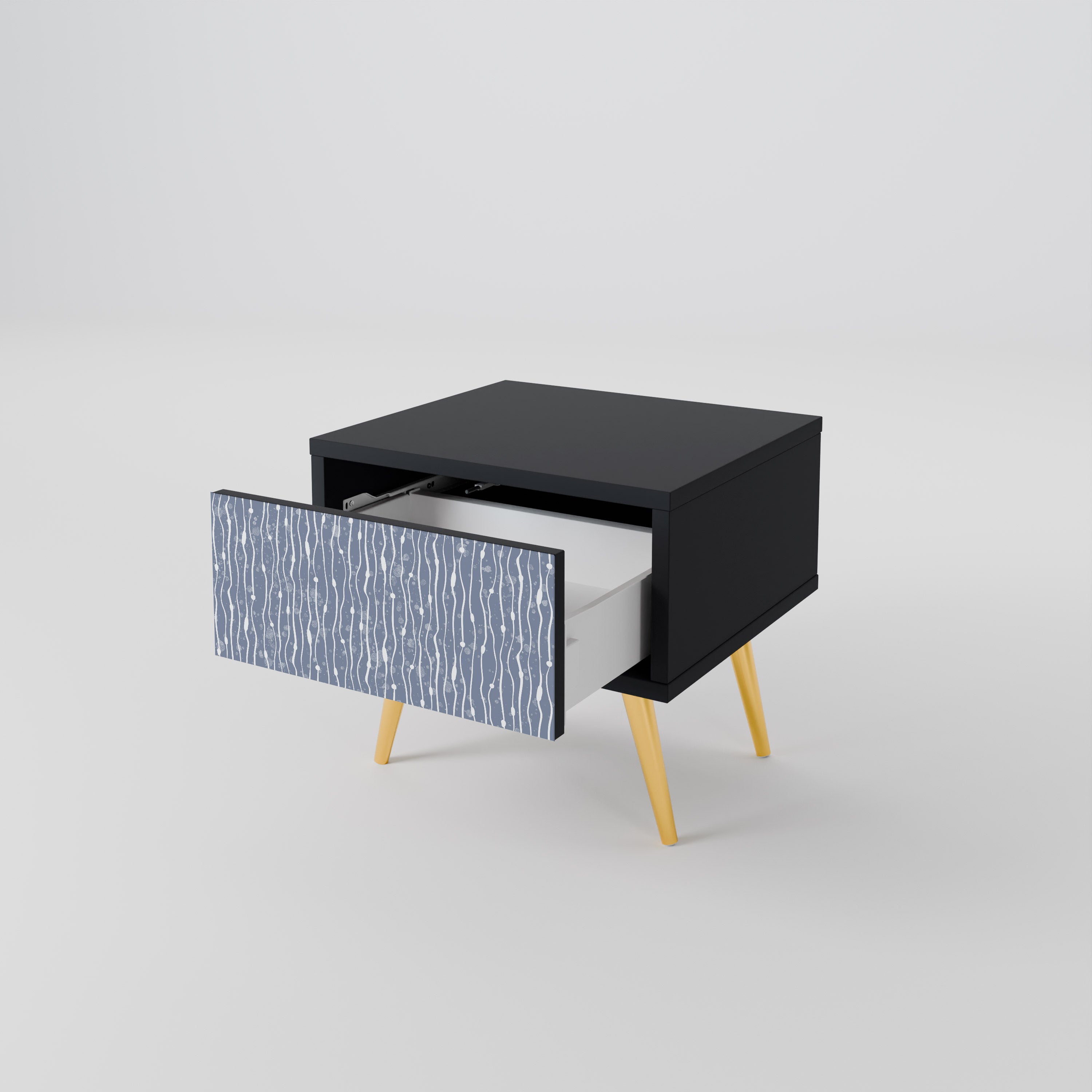 Mesita de noche GRAPHITE RAIN en acabado negro