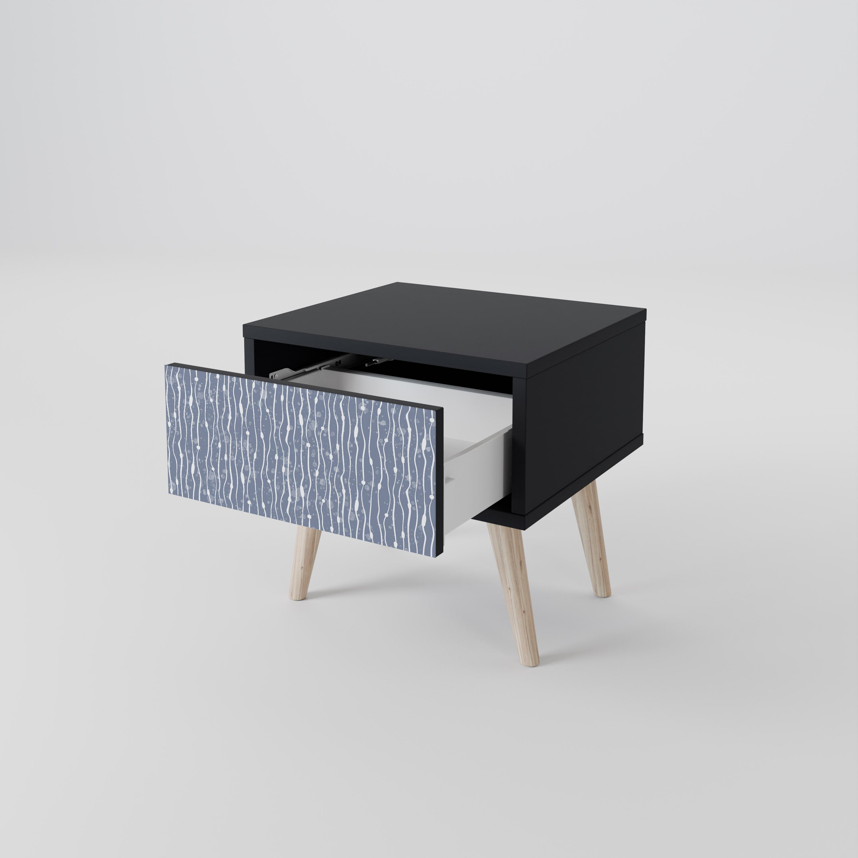 Mesita de noche GRAPHITE RAIN en acabado negro