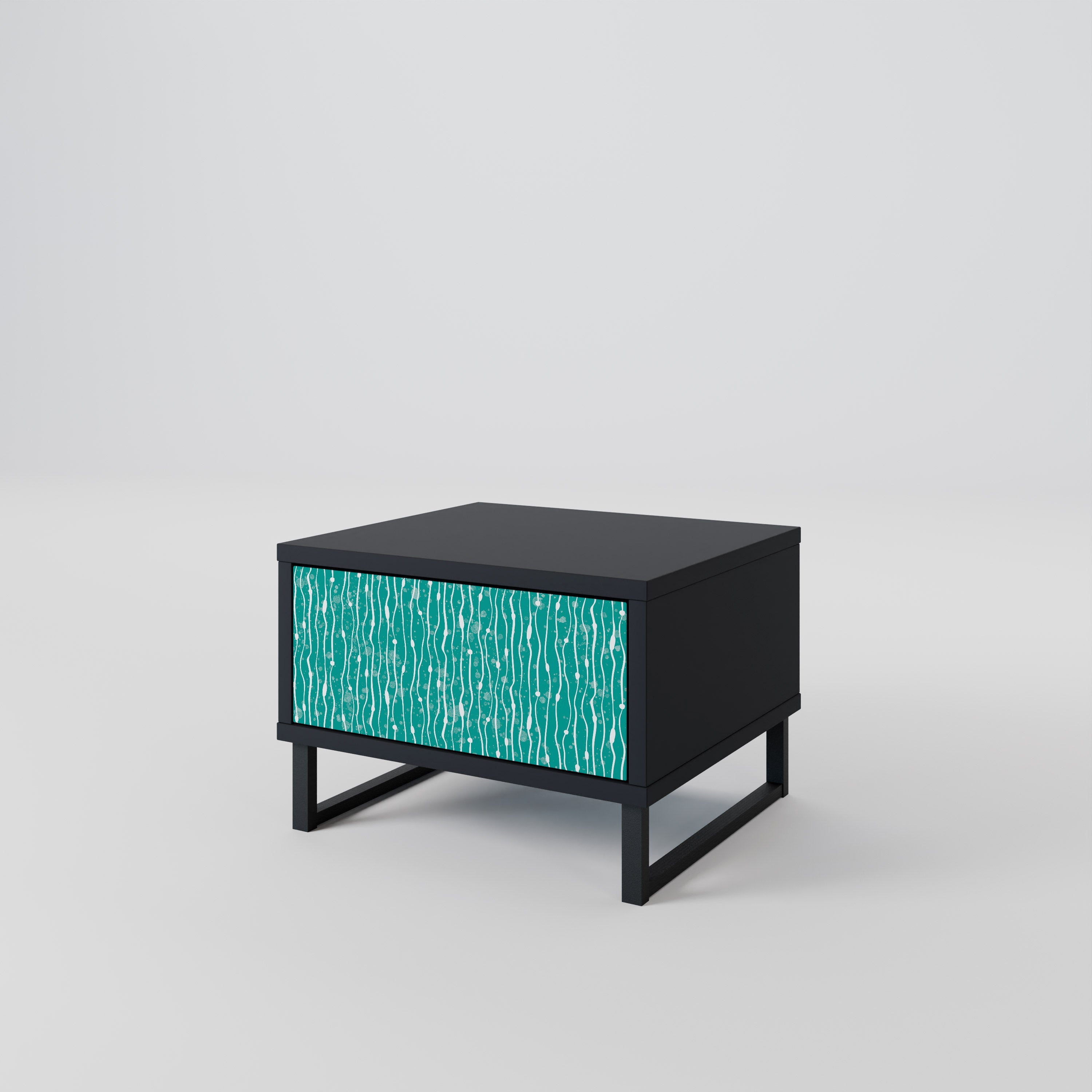 Mesita de noche TURQUOISE RAIN en acabado negro