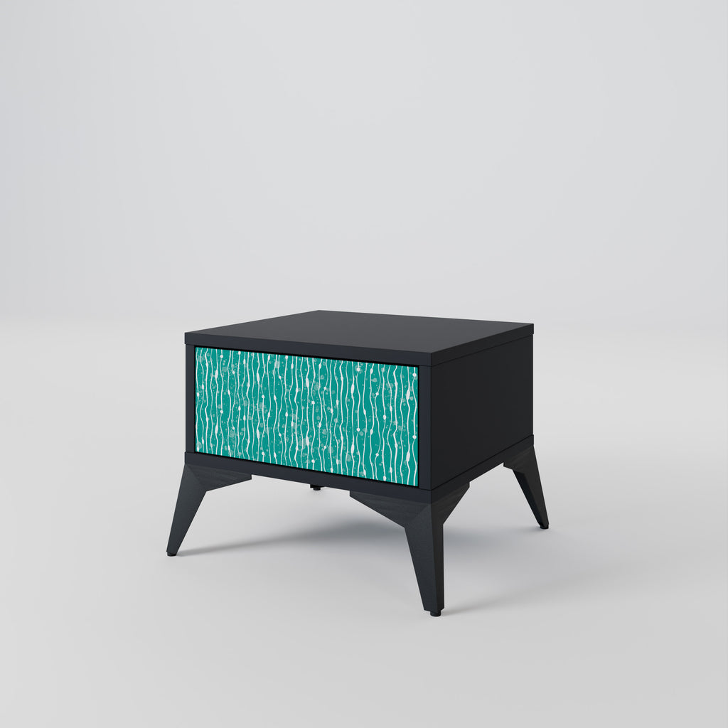 Mesita de noche TURQUOISE RAIN en acabado negro