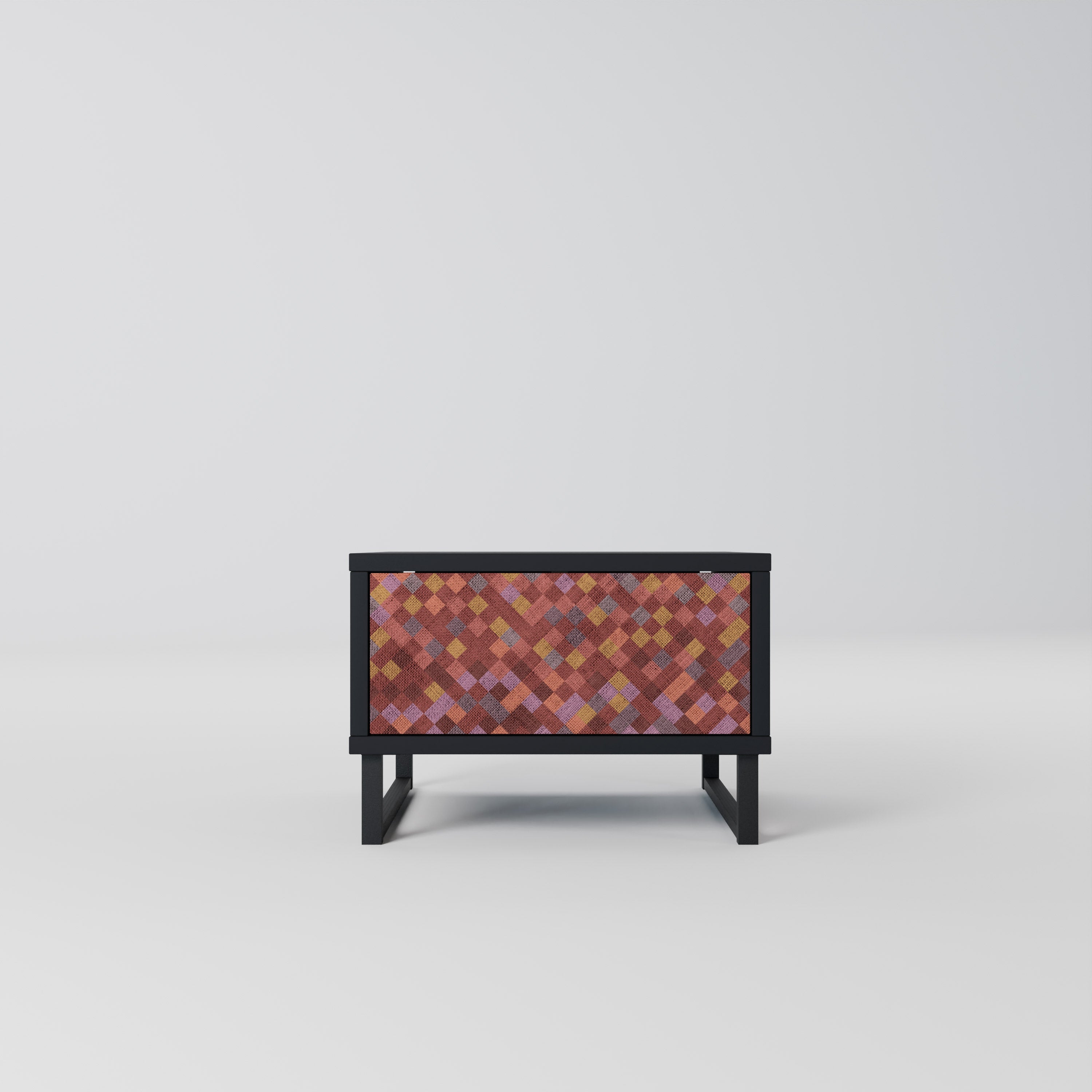 PAINTED SQUARES Nightstand in Black Finish