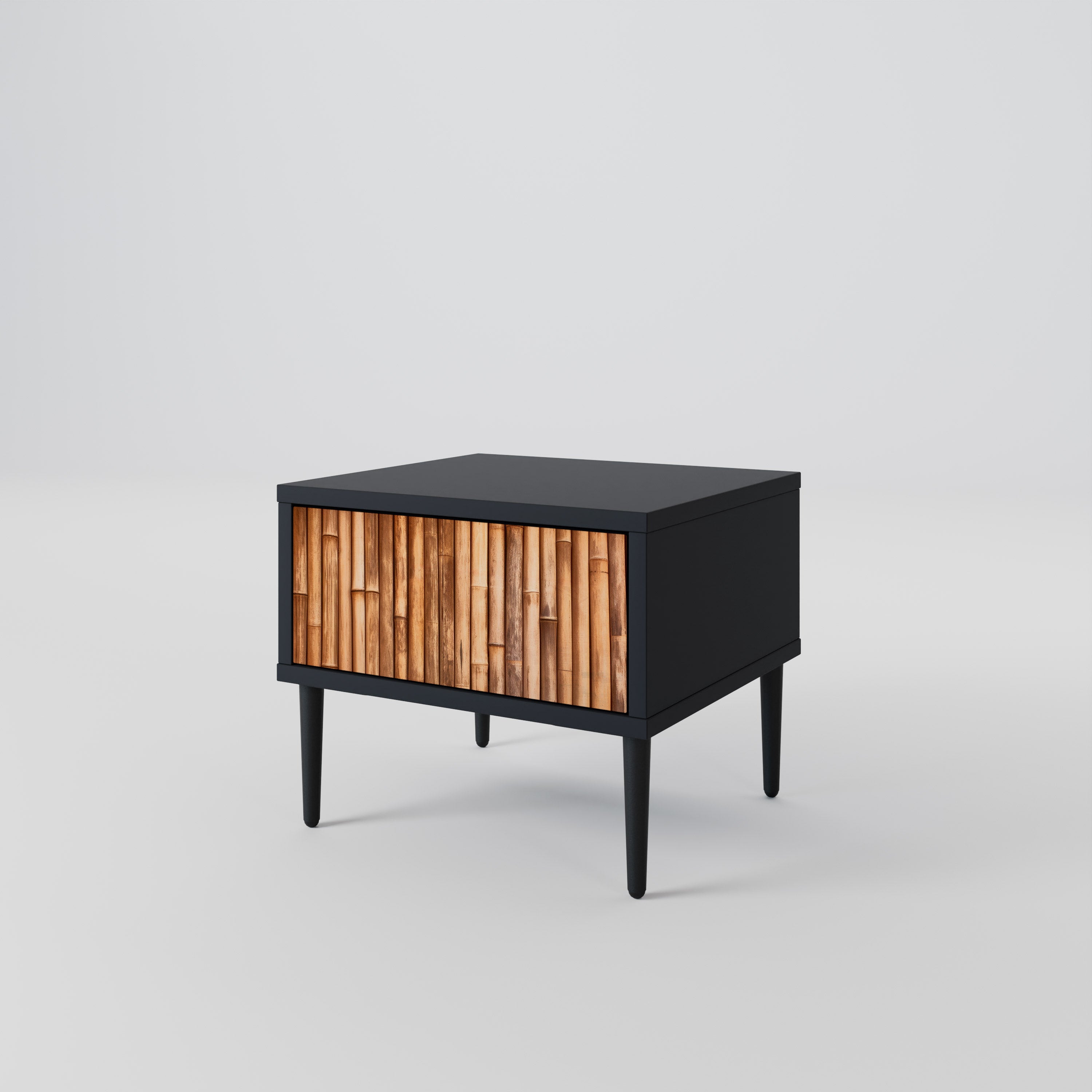 NATURAL WOOD Nightstand in Black Finish