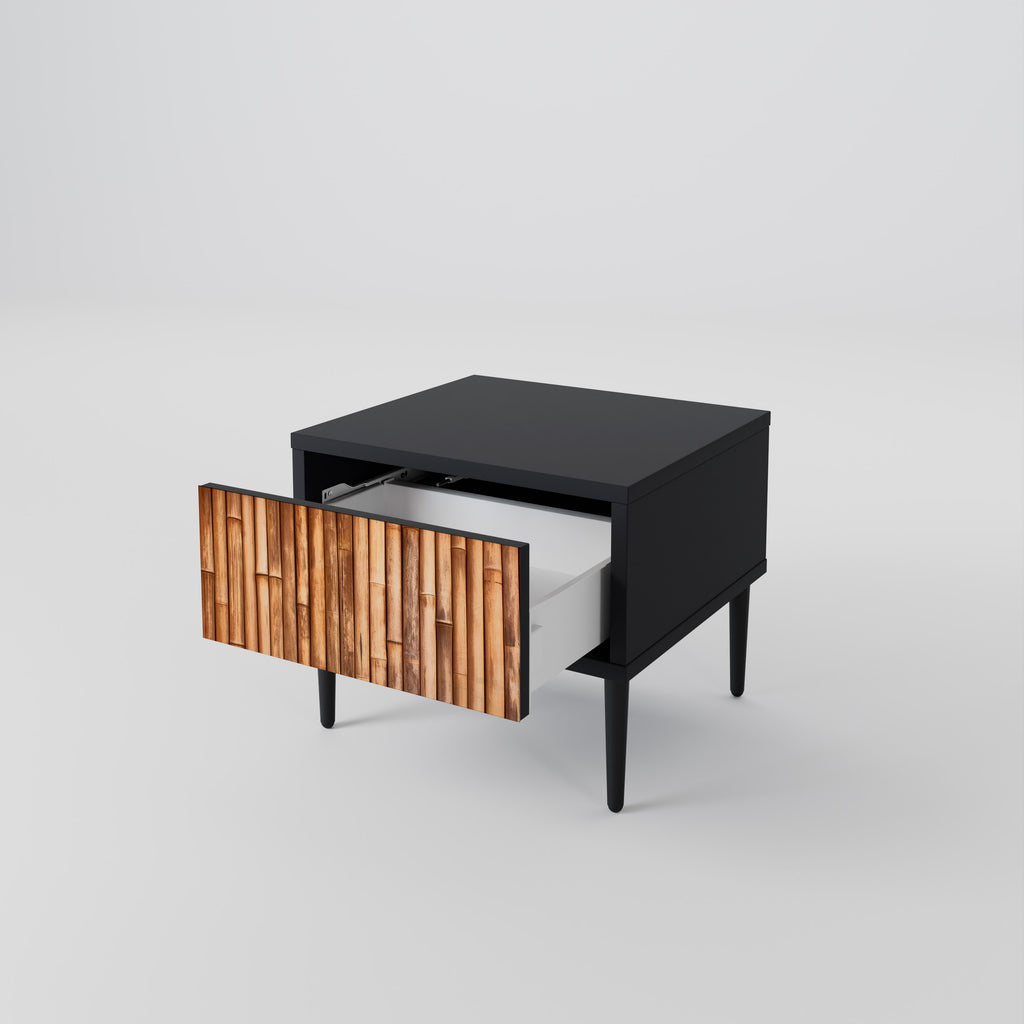 NATURAL WOOD Nightstand in Black Finish