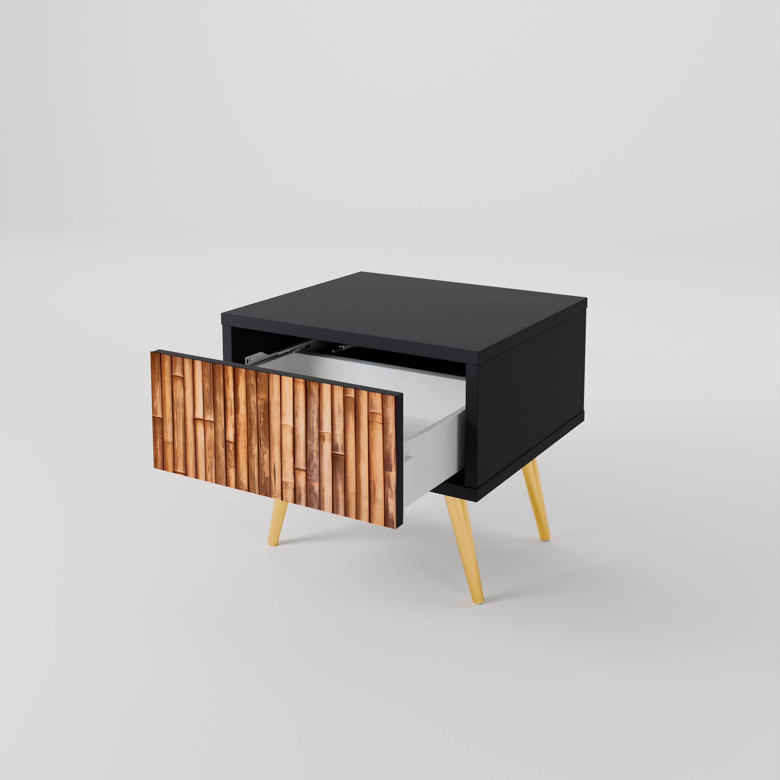 NATURAL WOOD Nightstand in Black Finish