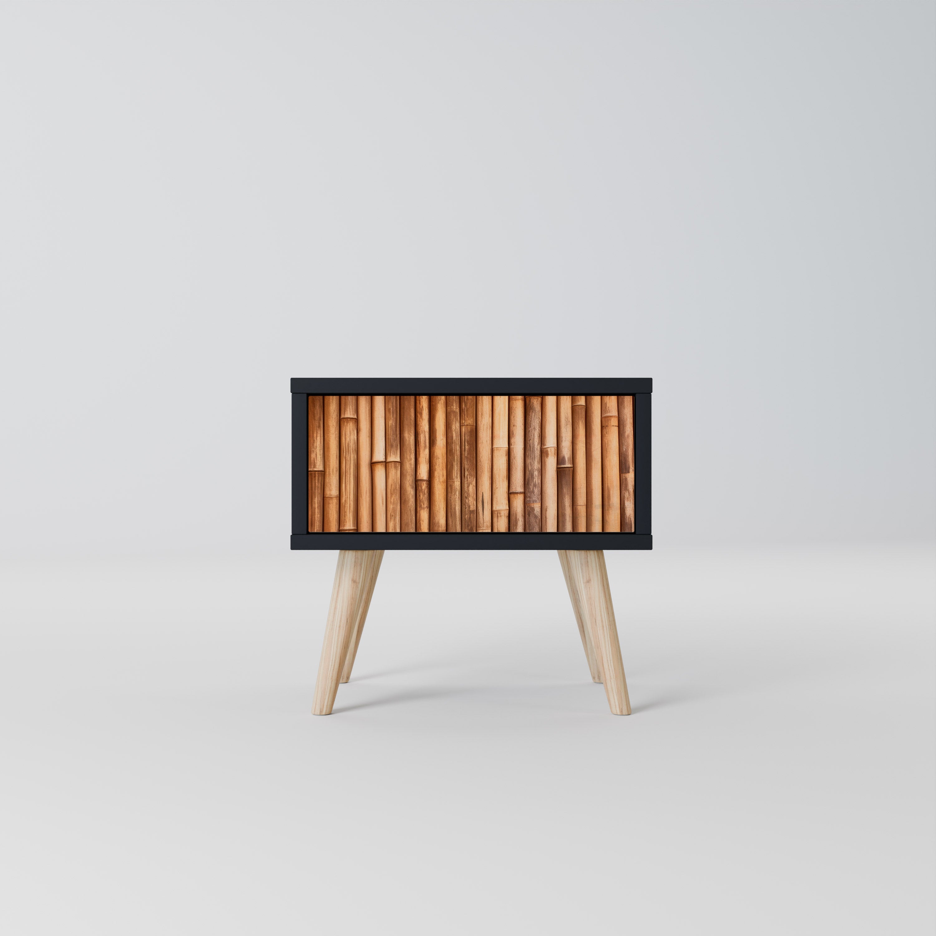 NATURAL WOOD Nightstand in Black Finish