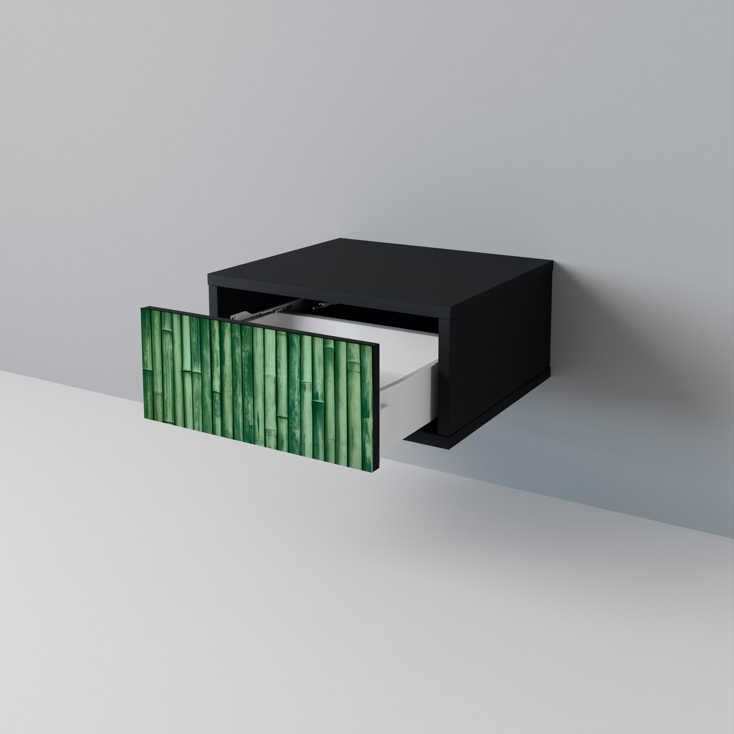 NATURAL GREEN Nightstand in Black Finish