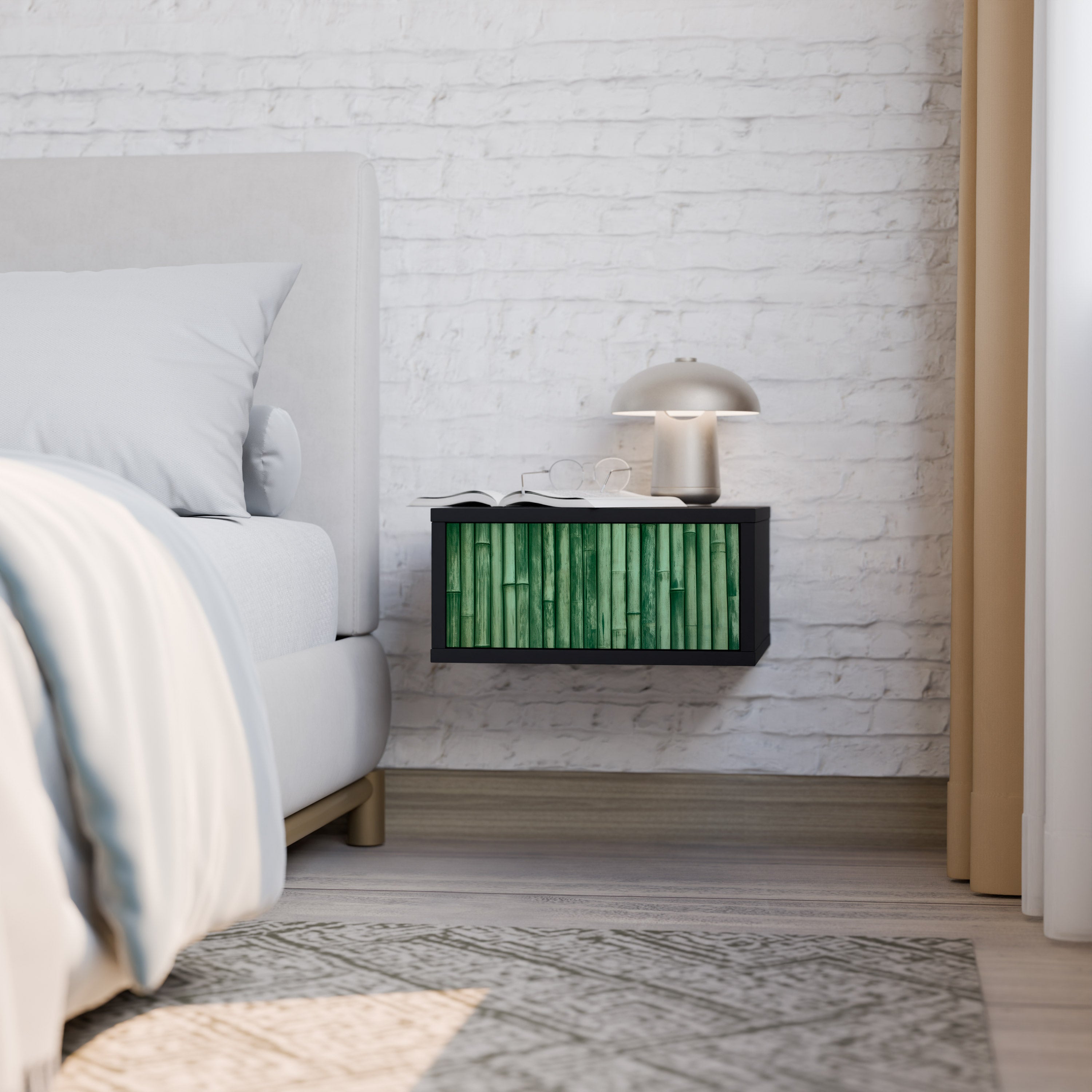 NATURAL GREEN Nightstand in Black Finish