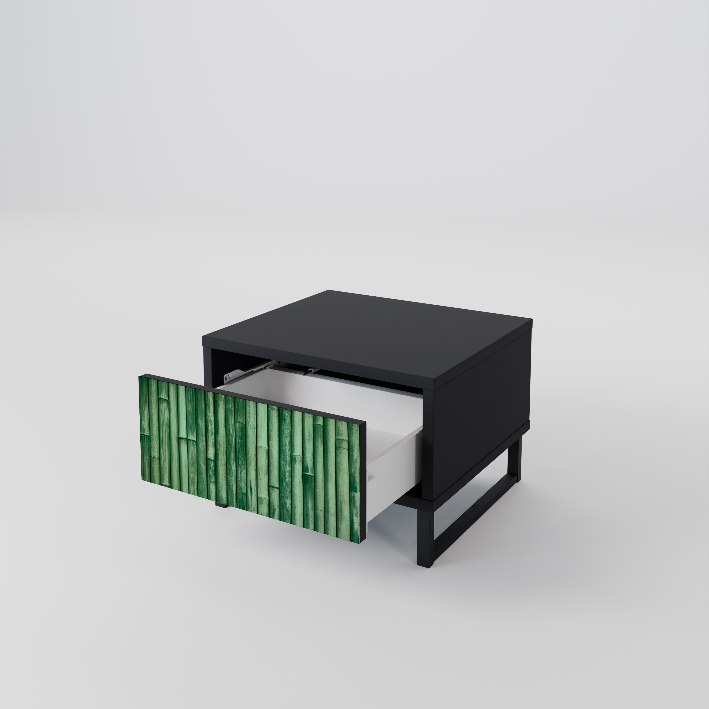 NATURAL GREEN Nightstand in Black Finish