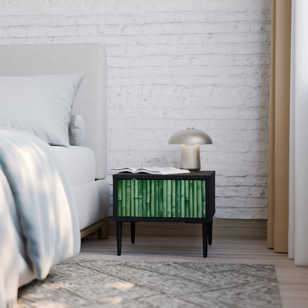 NATURAL GREEN Nightstand in Black Finish
