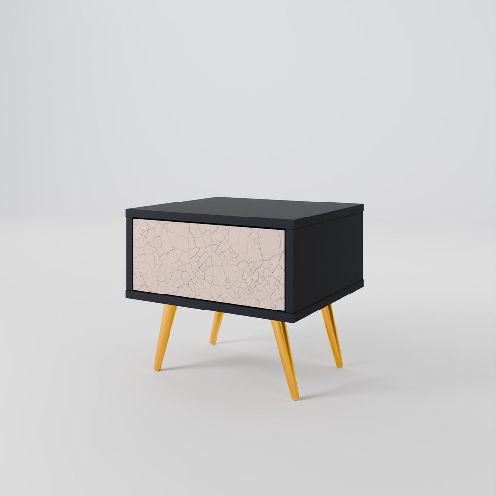CERAMIC TEXTURE Nightstand in Black Finish