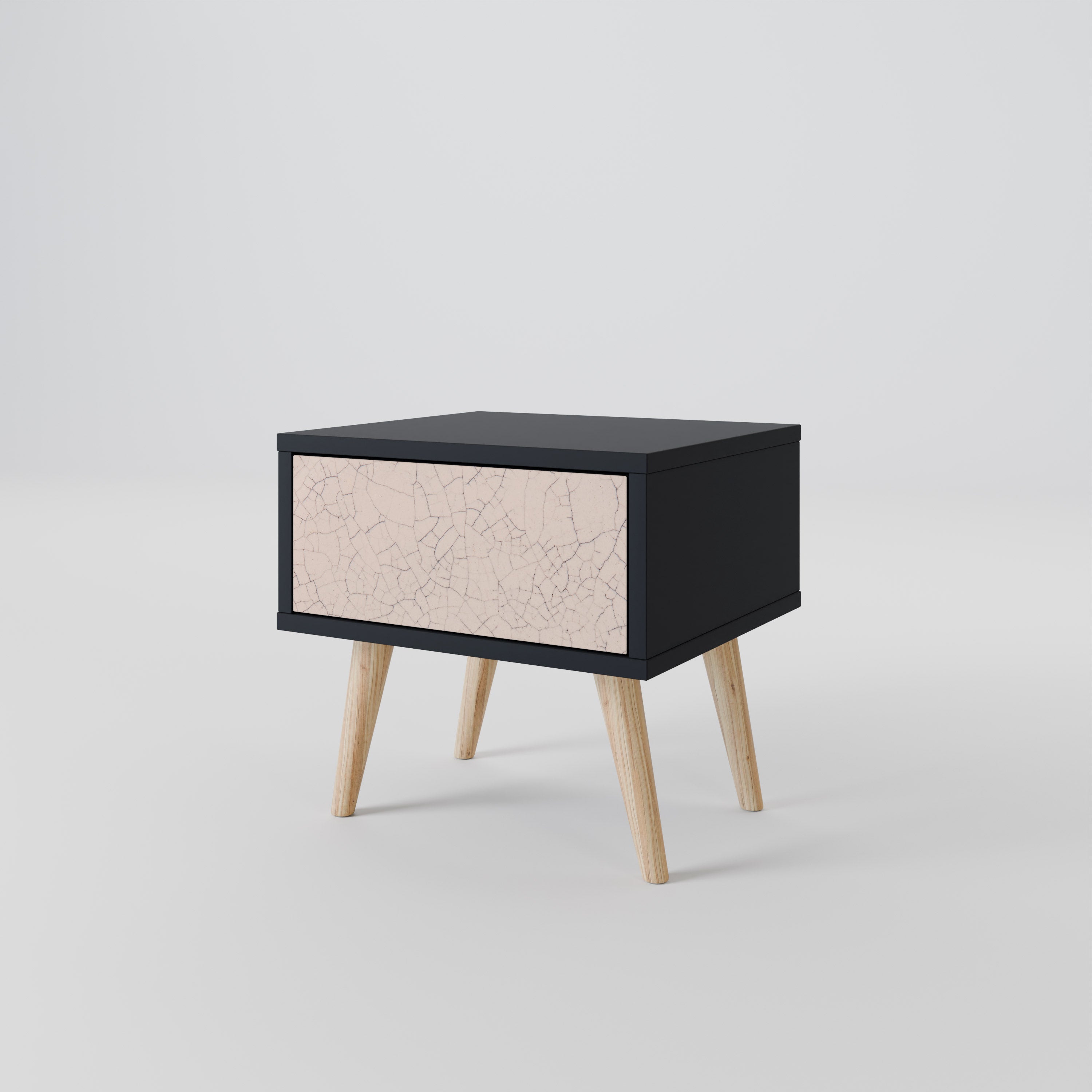 CERAMIC TEXTURE Nightstand in Black Finish
