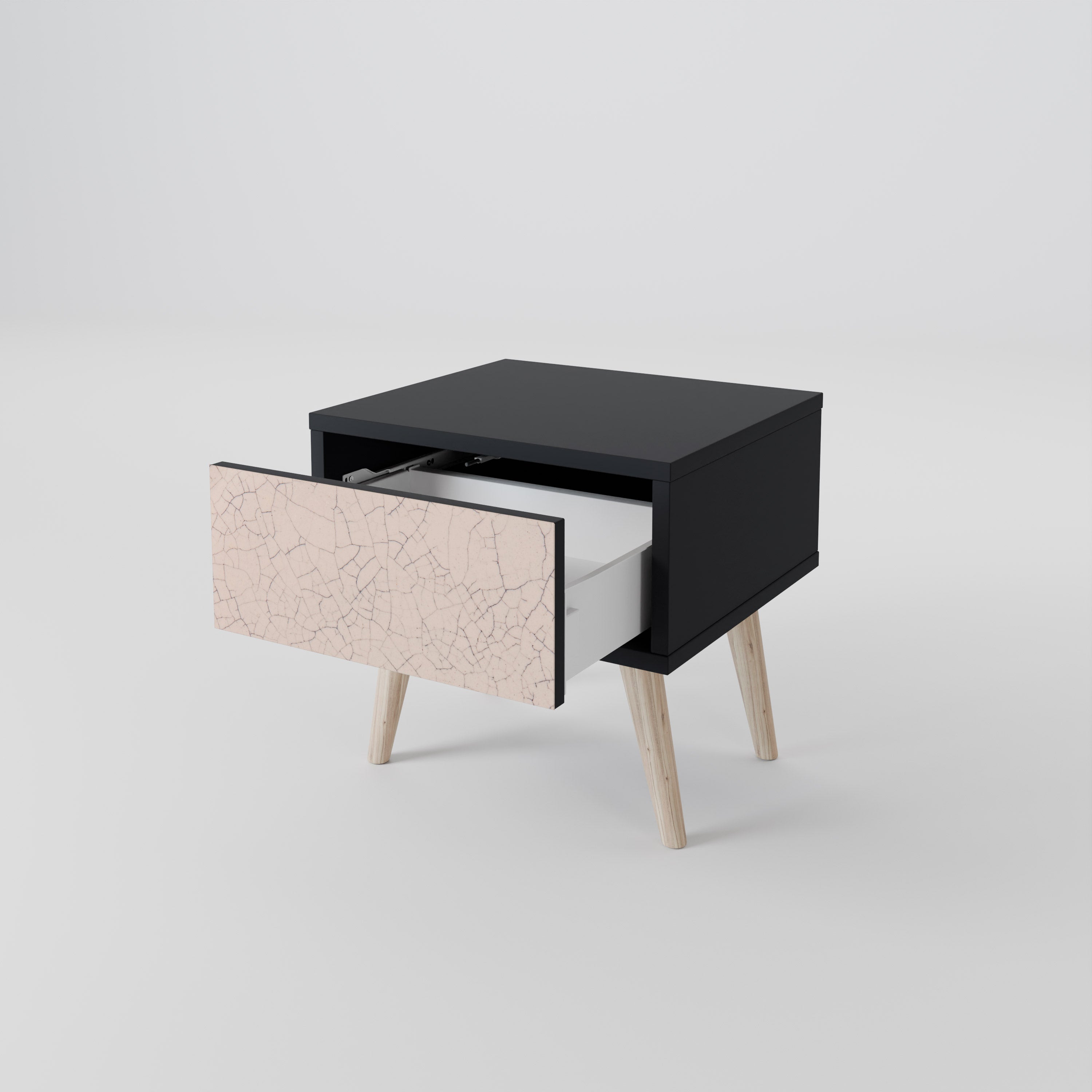 CERAMIC TEXTURE Nightstand in Black Finish