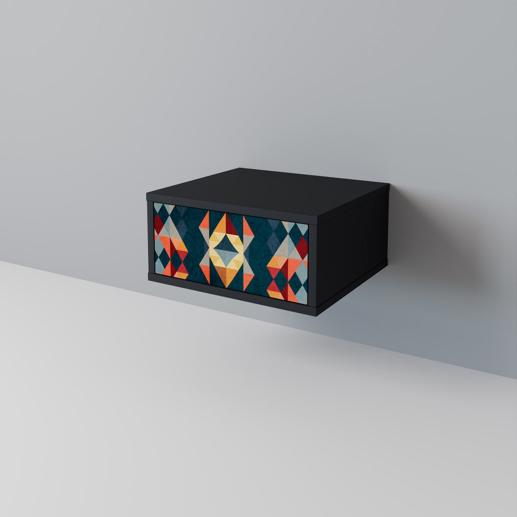 CRACKED ILLUSION Nightstand in Black Finish