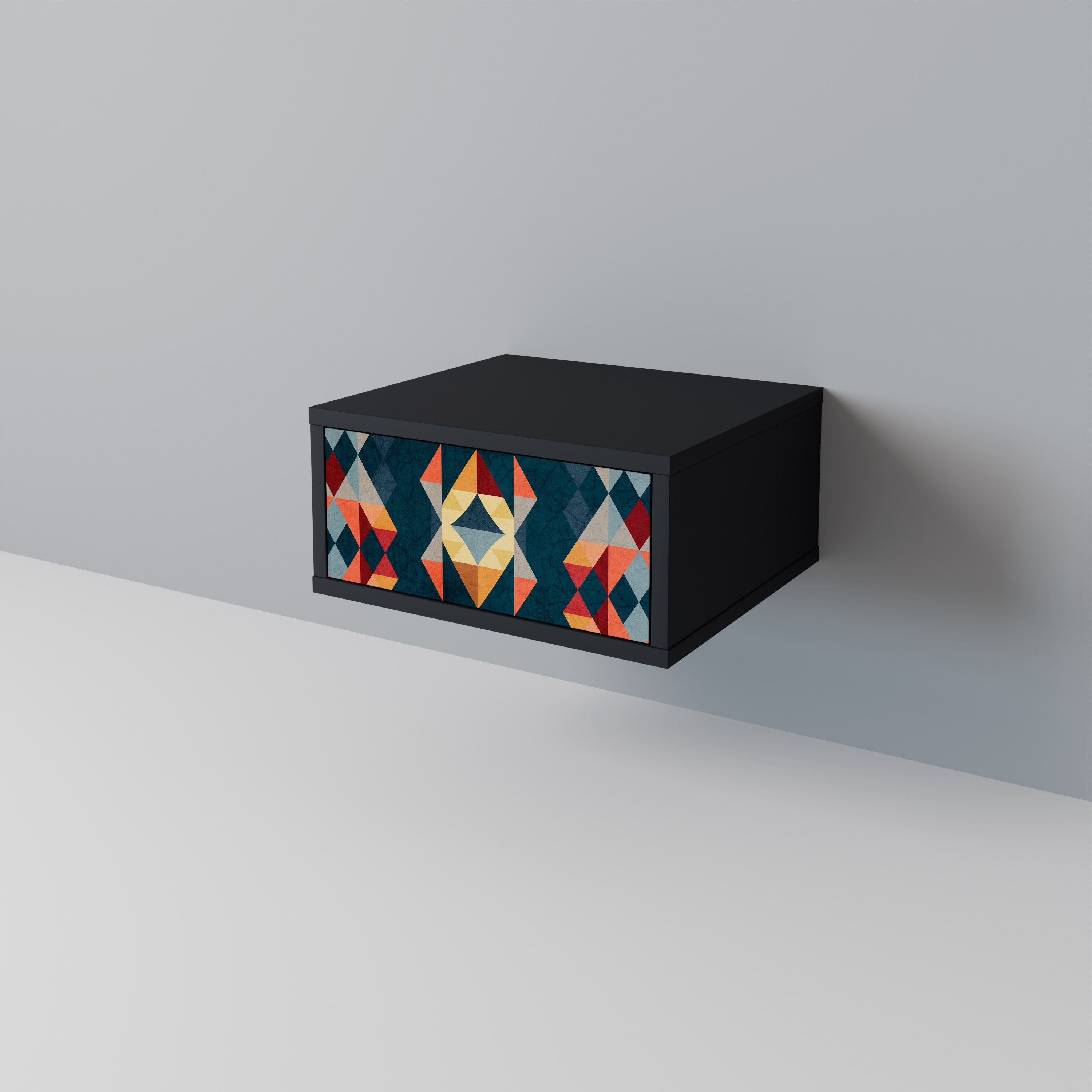 CRACKED ILLUSION Nightstand in Black Finish