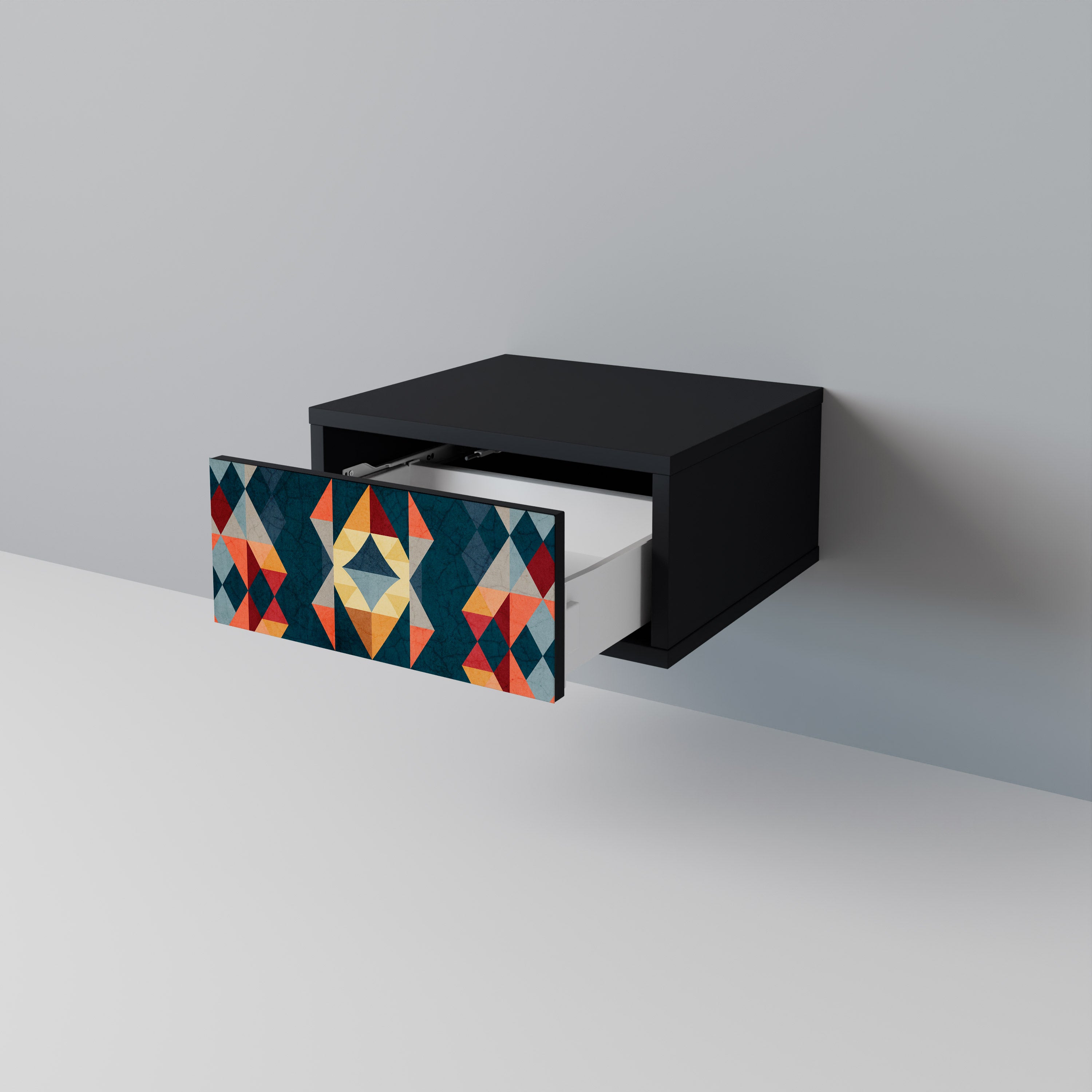 CRACKED ILLUSION Nightstand in Black Finish