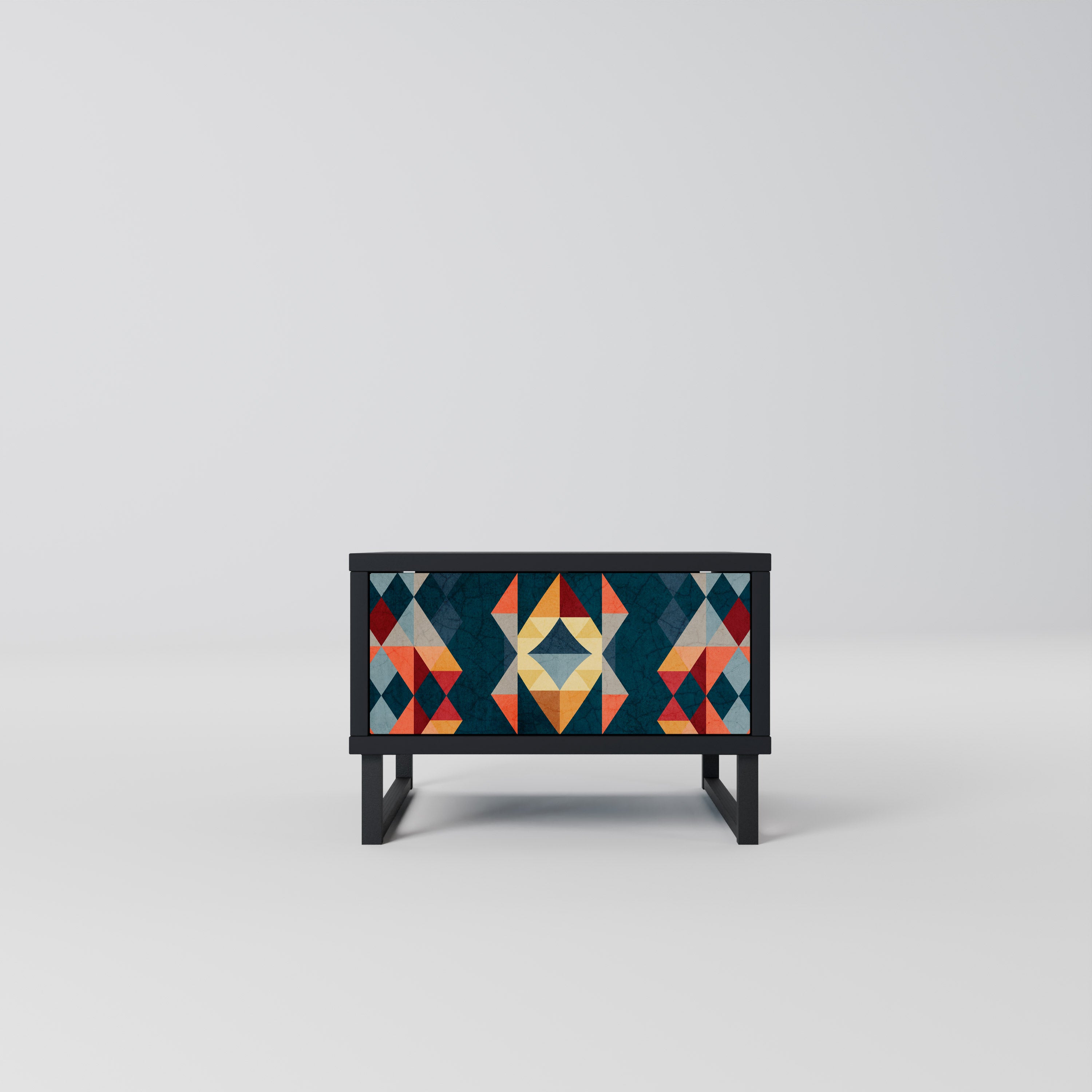 CRACKED ILLUSION Nightstand in Black Finish