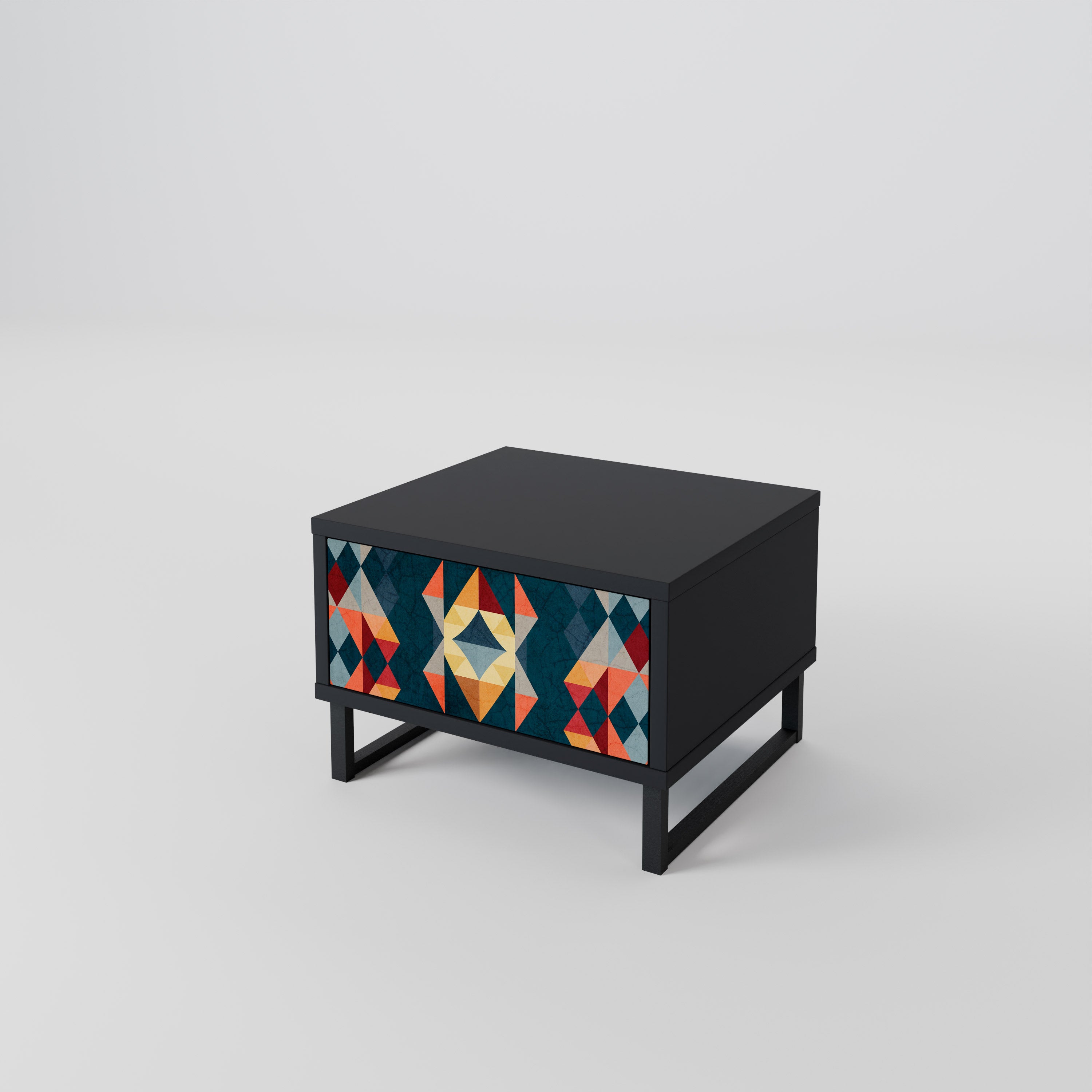 CRACKED ILLUSION Nightstand in Black Finish