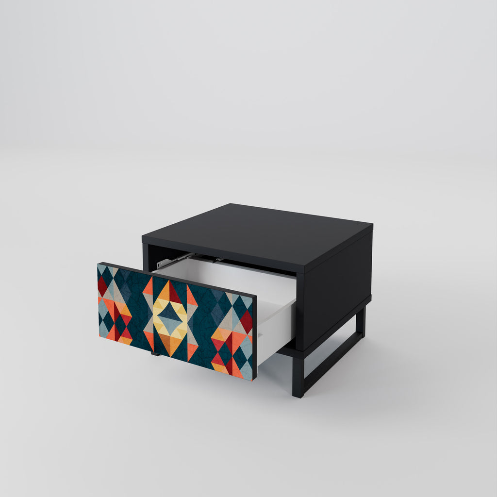 CRACKED ILLUSION Nightstand in Black Finish